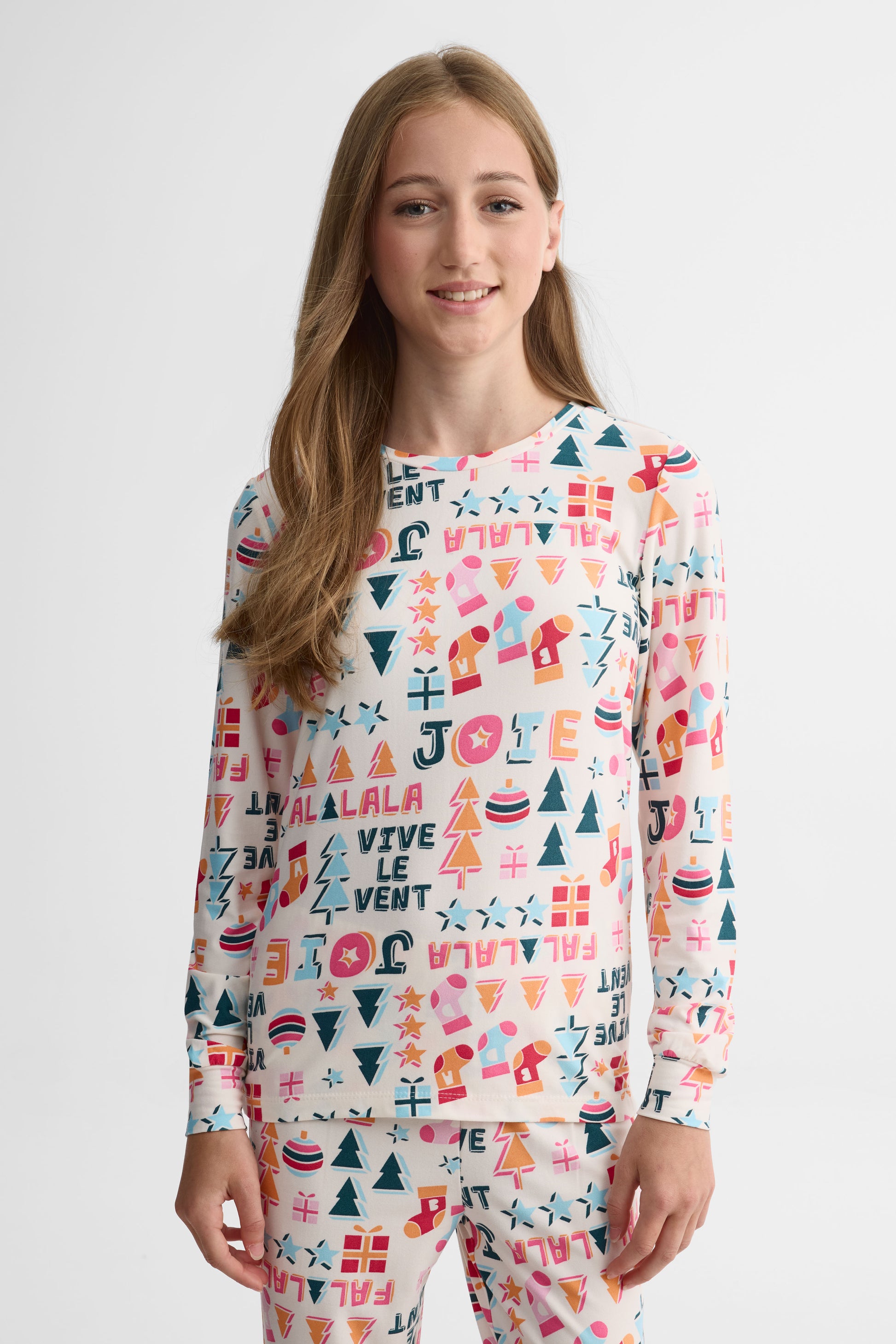 Pyjama 2 pièces imprimé – Ado fille && BLANC CASSÉ/MULTI