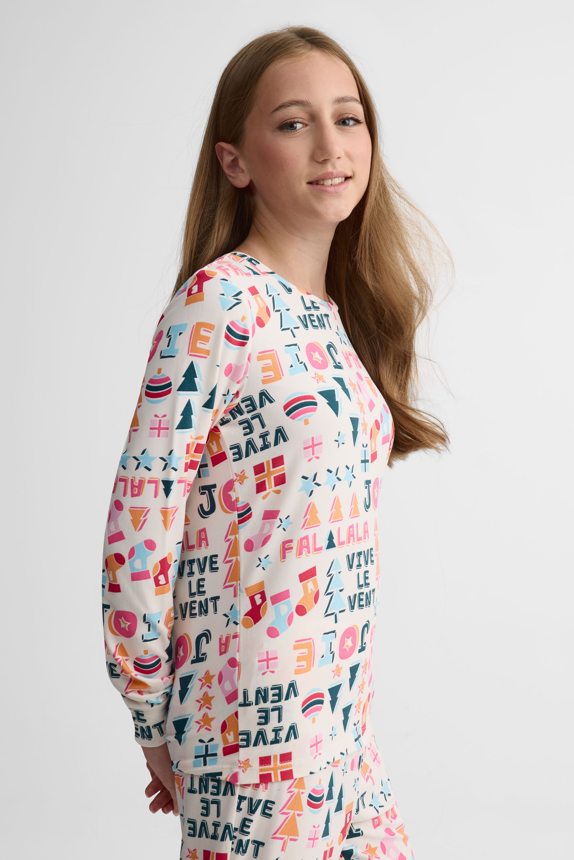 Pyjama 2 pièces imprimé – Ado fille && BLANC CASSÉ/MULTI