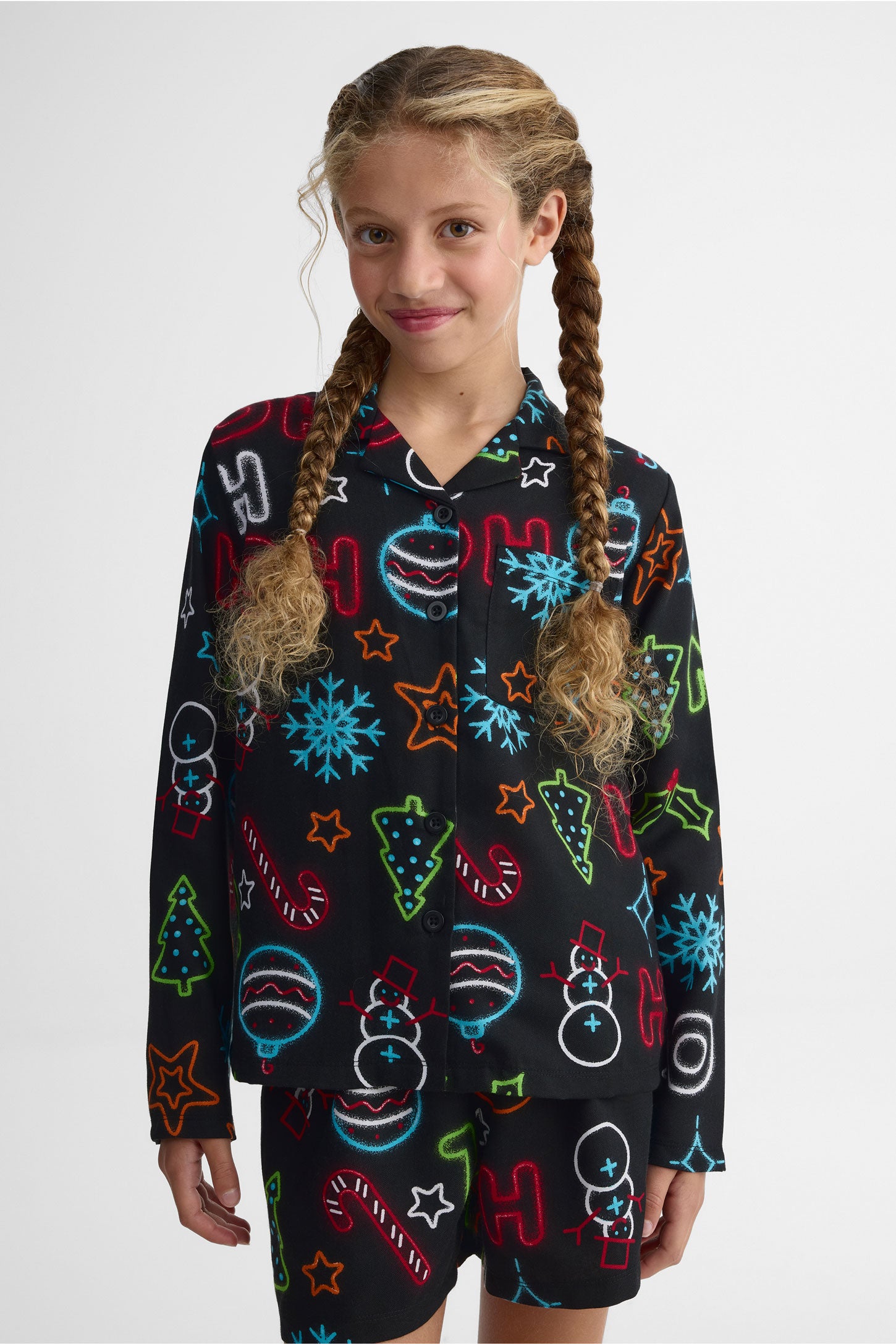 Chemise à manches longues en flanelle - Ado fille && NOIR/MULTI