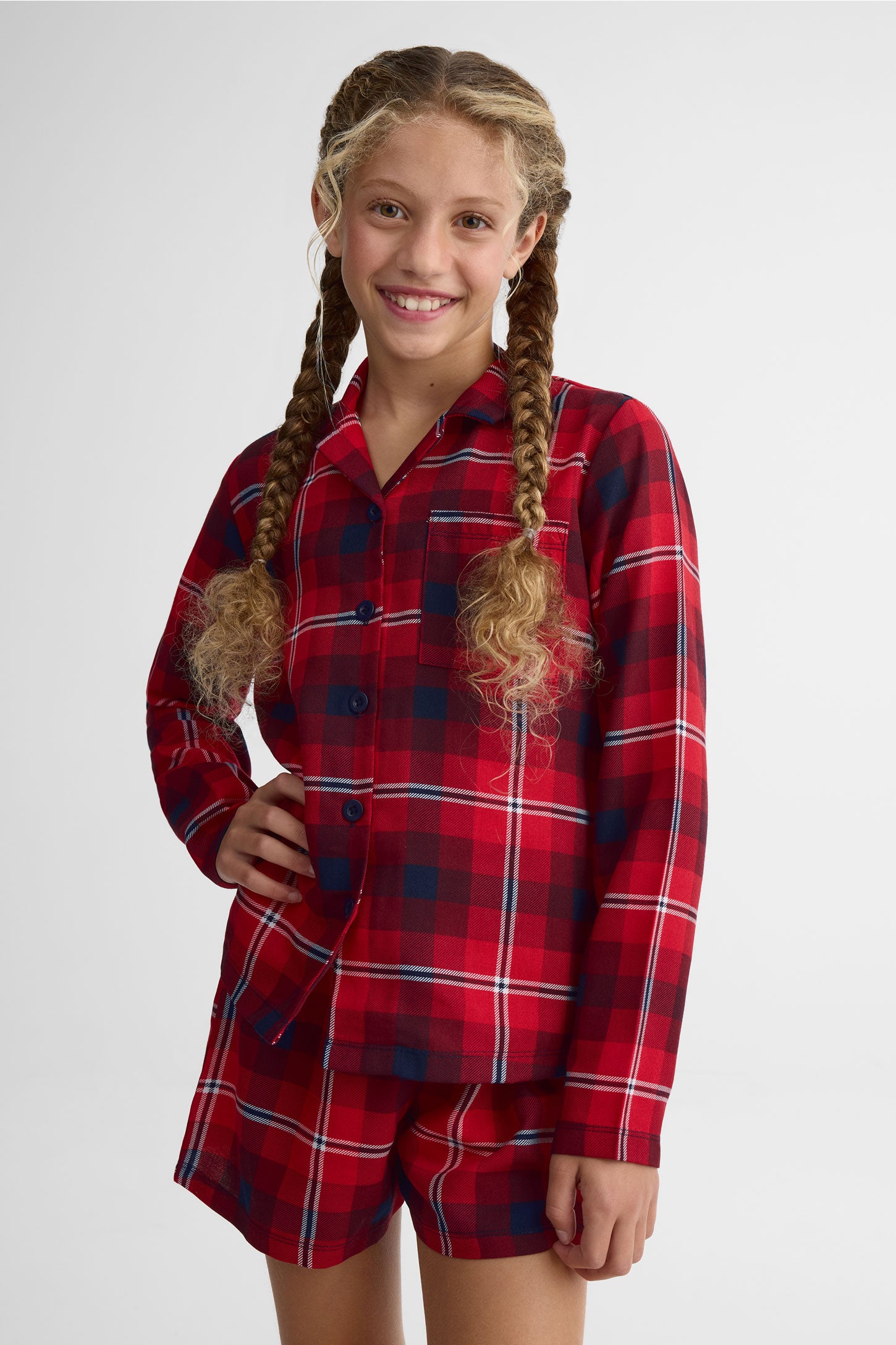 Chemise à manches longues en flanelle - Ado fille && ROUGE/MULTI