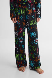 Pantalon élastique à la taille - Ado fille && NOIR/MULTI