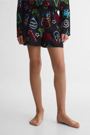 Short boxer élastique imprimé - Ado fille && NOIR/MULTI