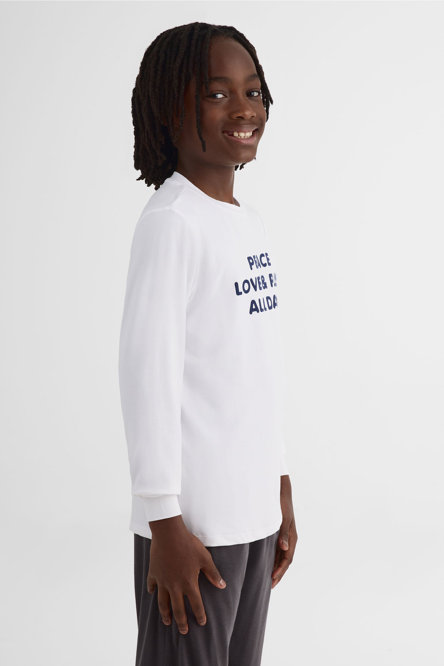 Chandail M/longues imprimé graphique – Ado garçon && BLANC
