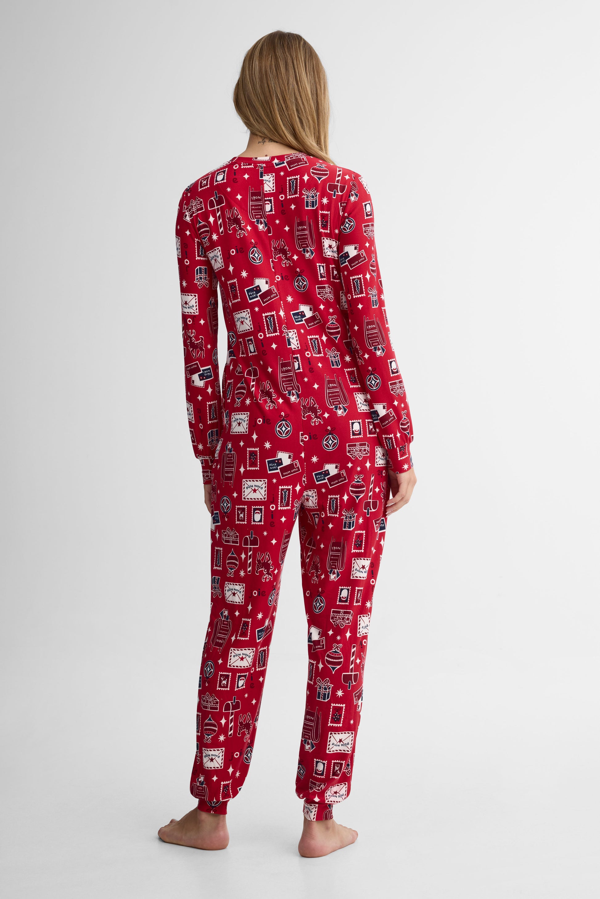 Pyjama 1 pièce imprimé – Femme && ROUGE/MULTI