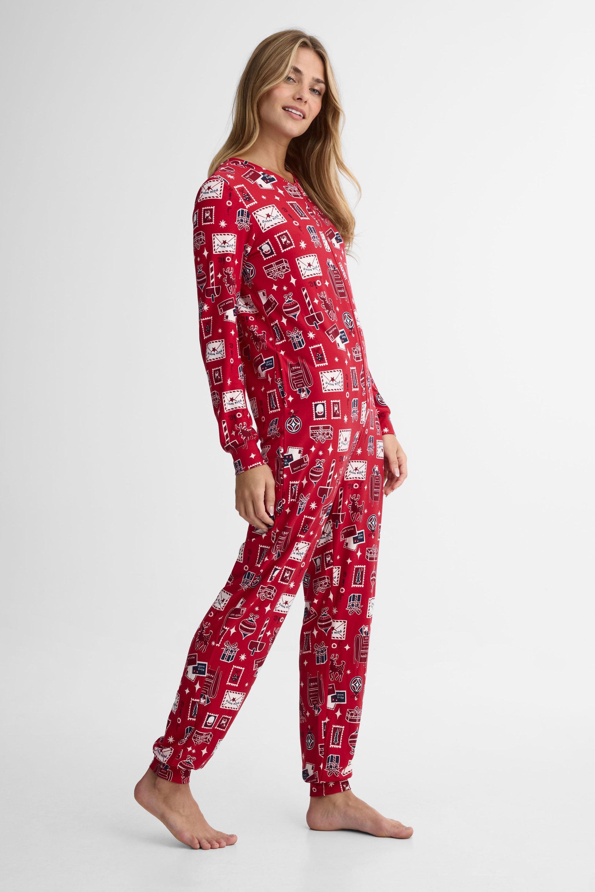 Pyjama 1 pièce imprimé – Femme && ROUGE/MULTI