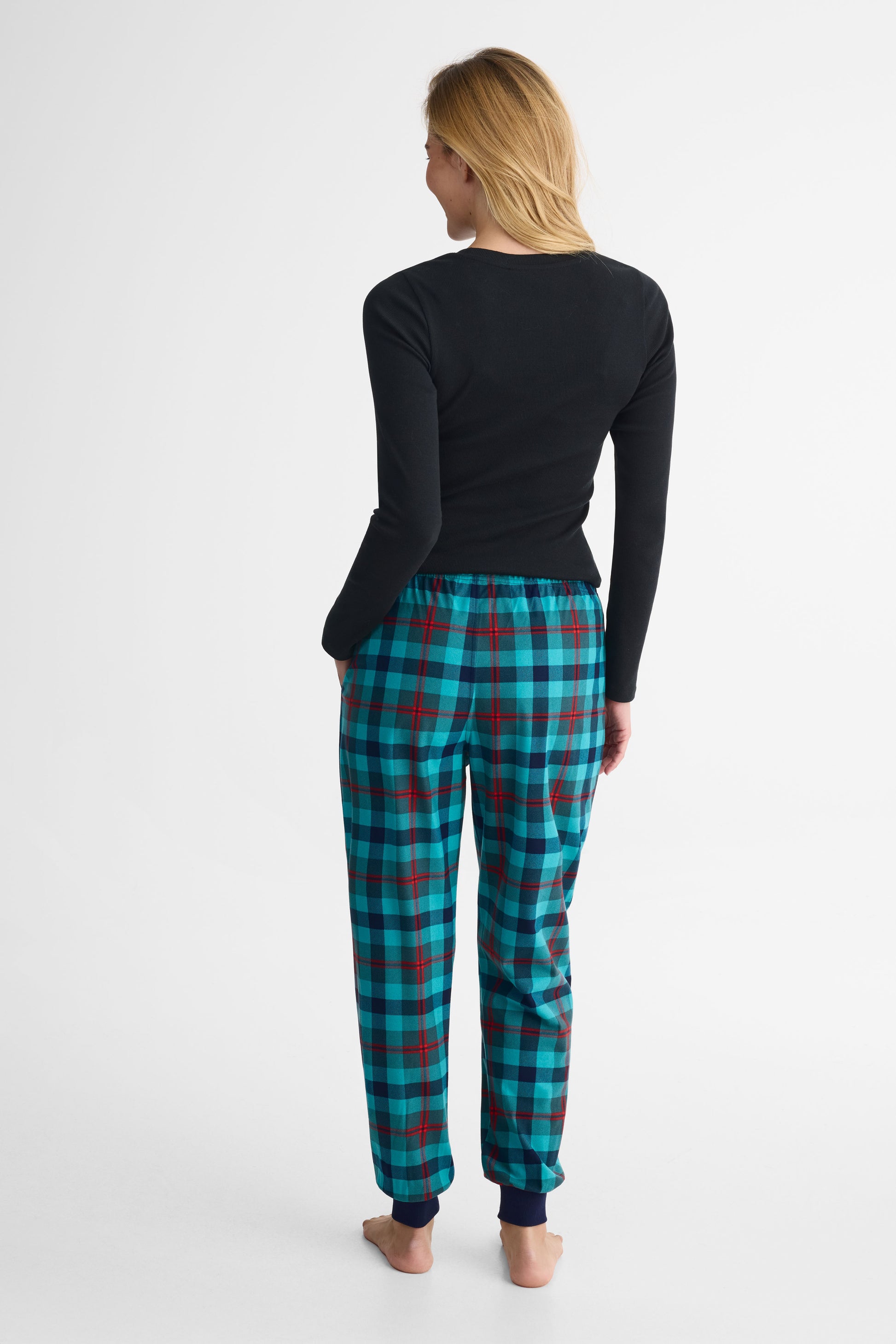 Pantalon pyjama élastique flanelle imprimé – Femme && VERT/MULTI