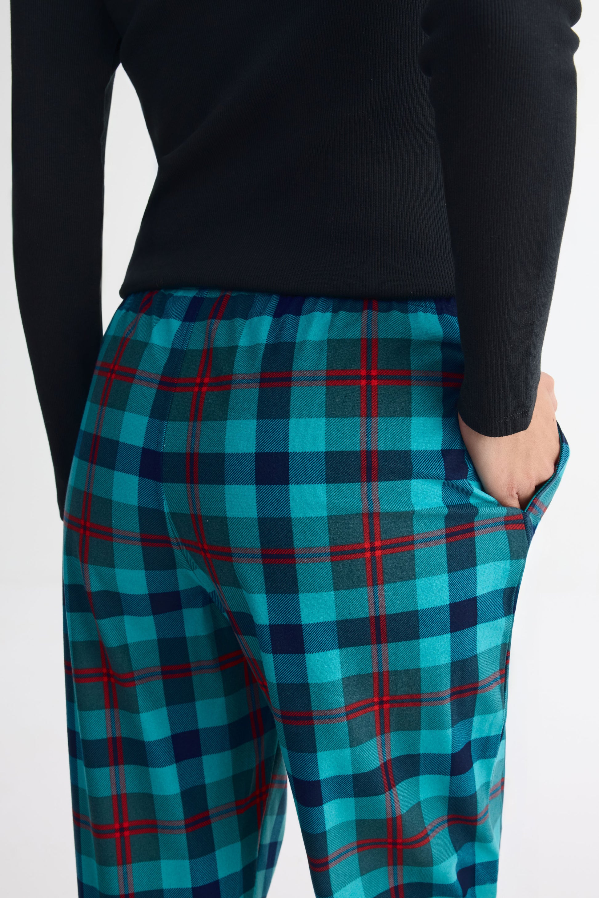 Pantalon pyjama élastique flanelle imprimé – Femme && VERT/MULTI