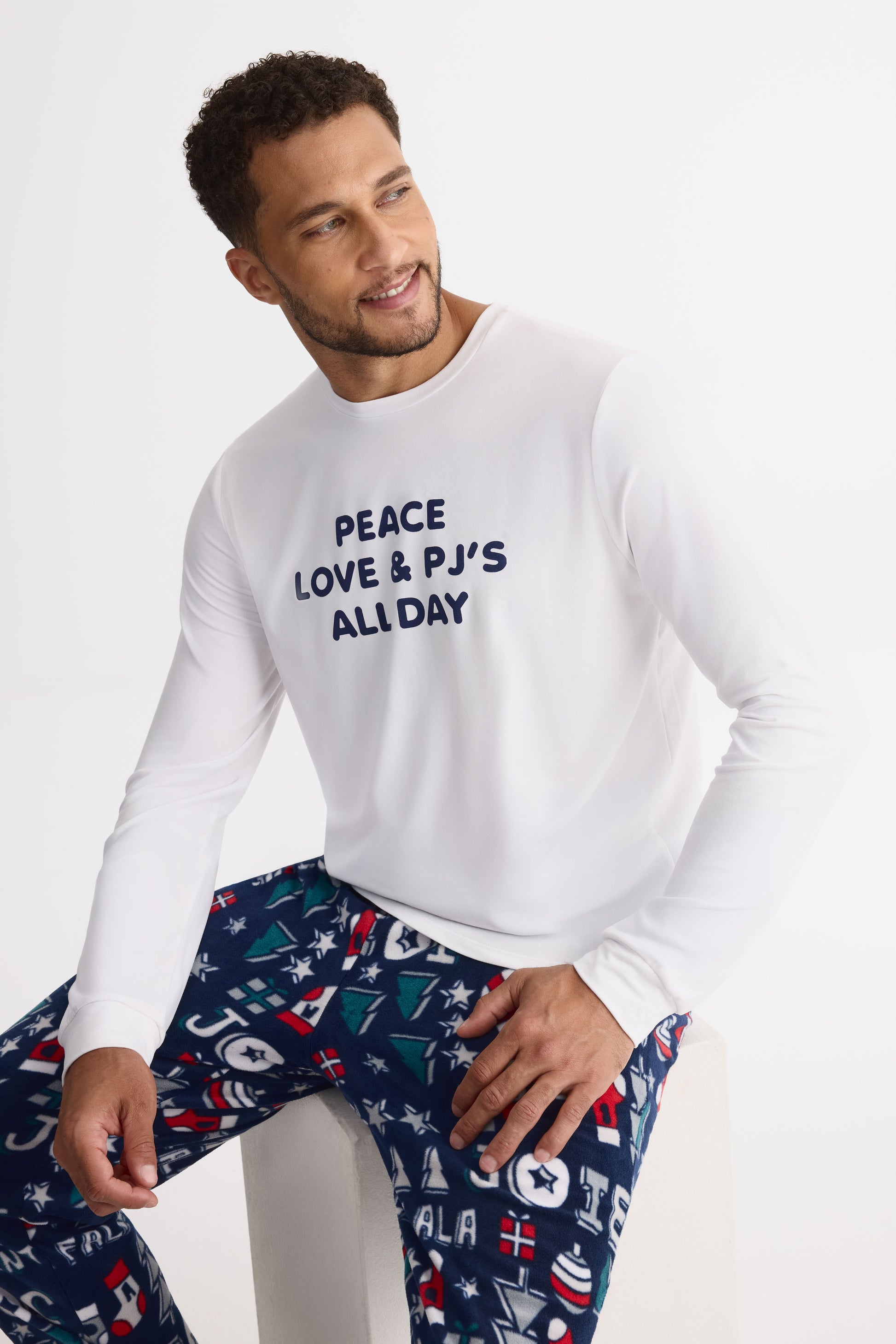 Chandail pyjama graphique - Homme && BLANC