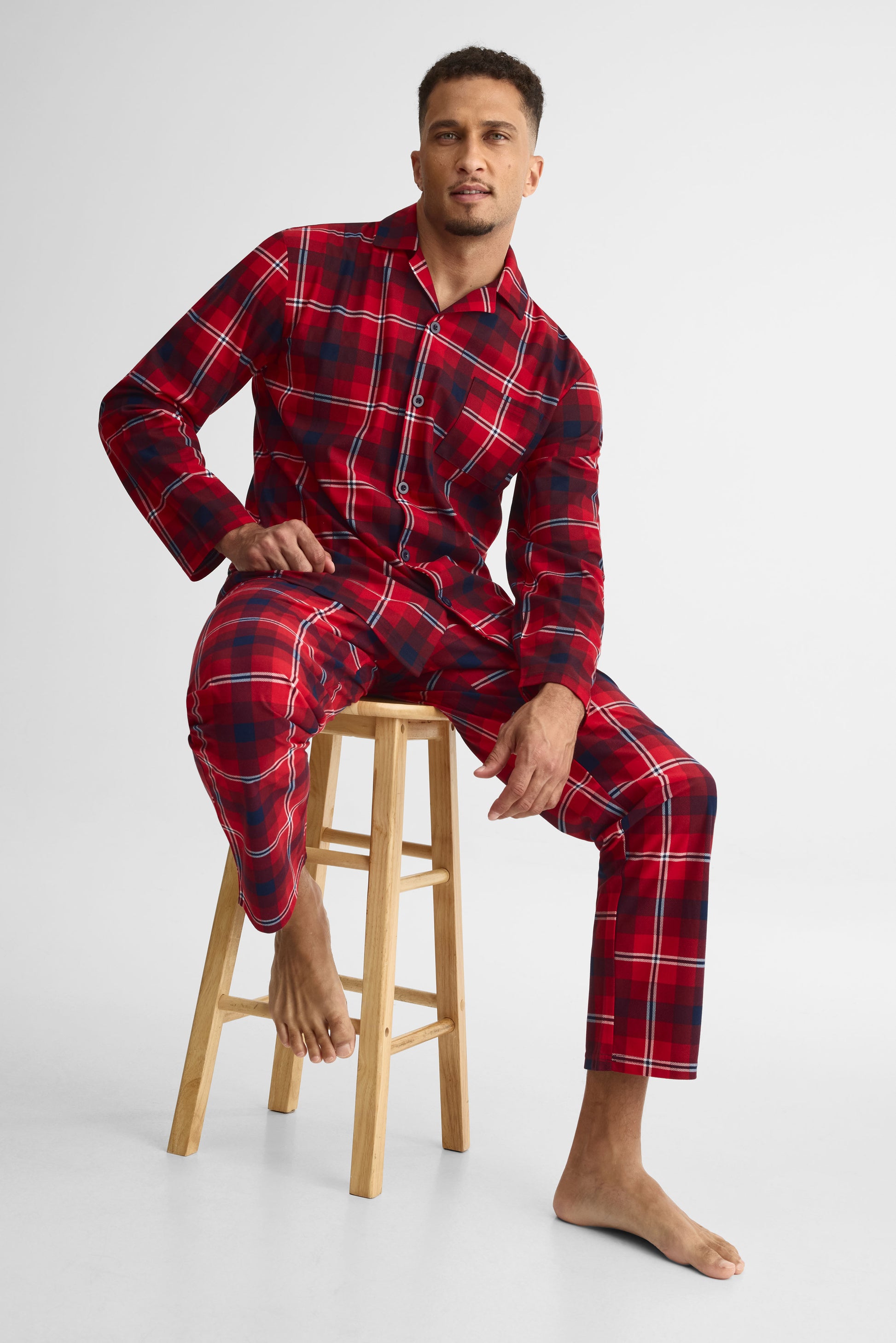 Pyjama 2 pièces flanelle imprimé – Homme && ROUGE/MULTI