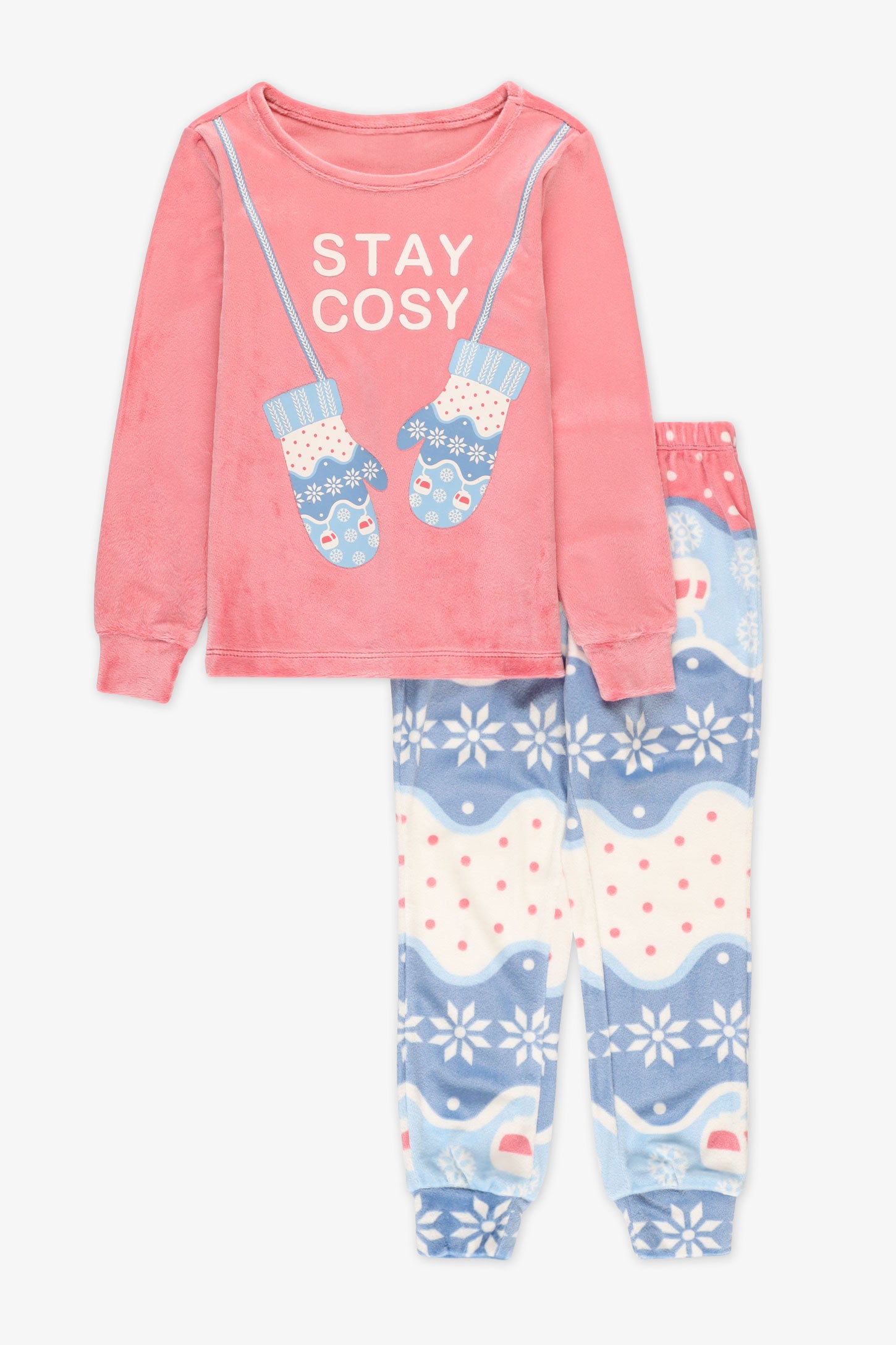Pyjama 2 pièces velours imprimé - Enfant fille && ROSE