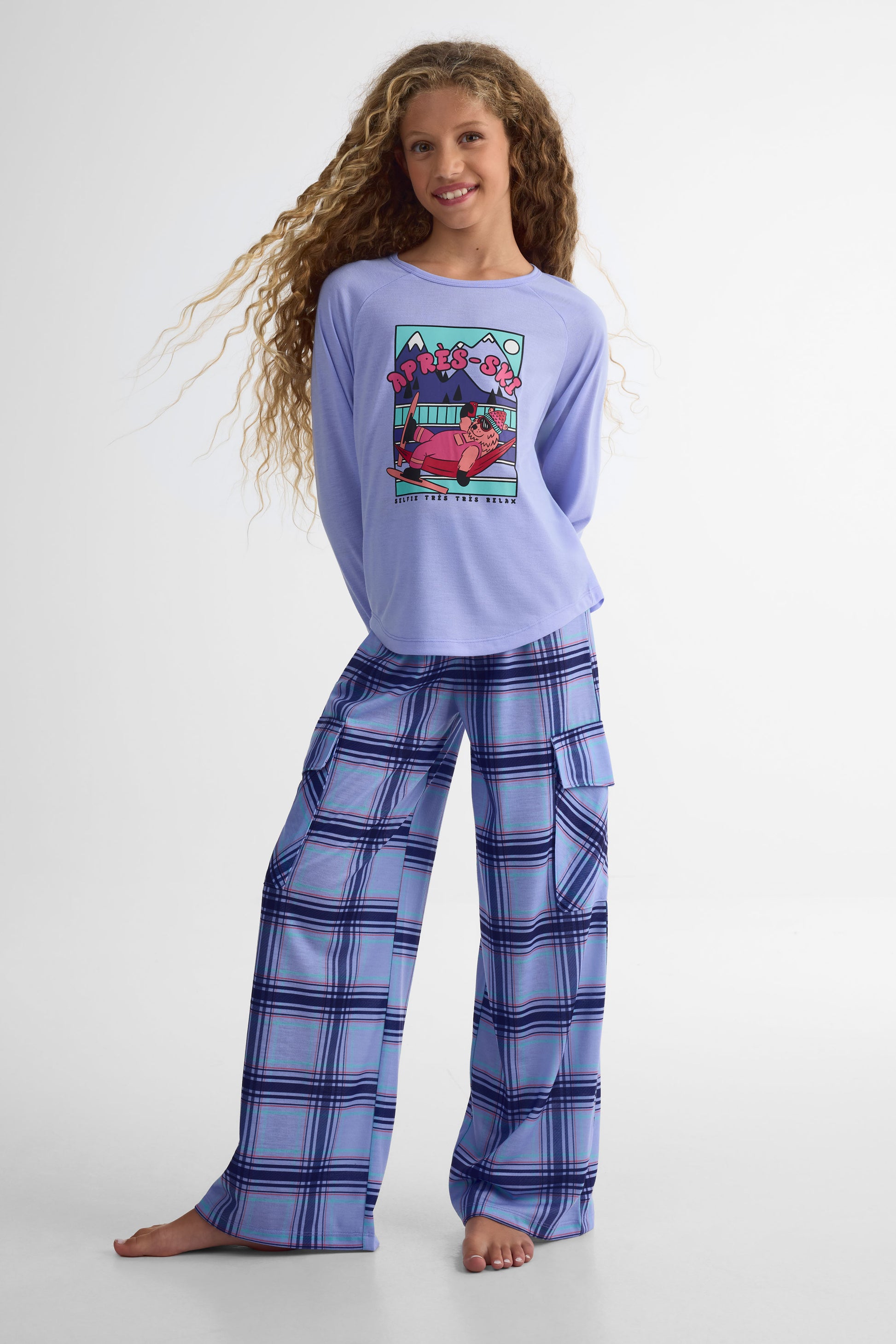 Pyjama 1 pièce léger graphique – Ado fille && LAVANDE