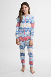 Pyjama 1 pièce velours imprimé – Ado fille && ROSE MULTI