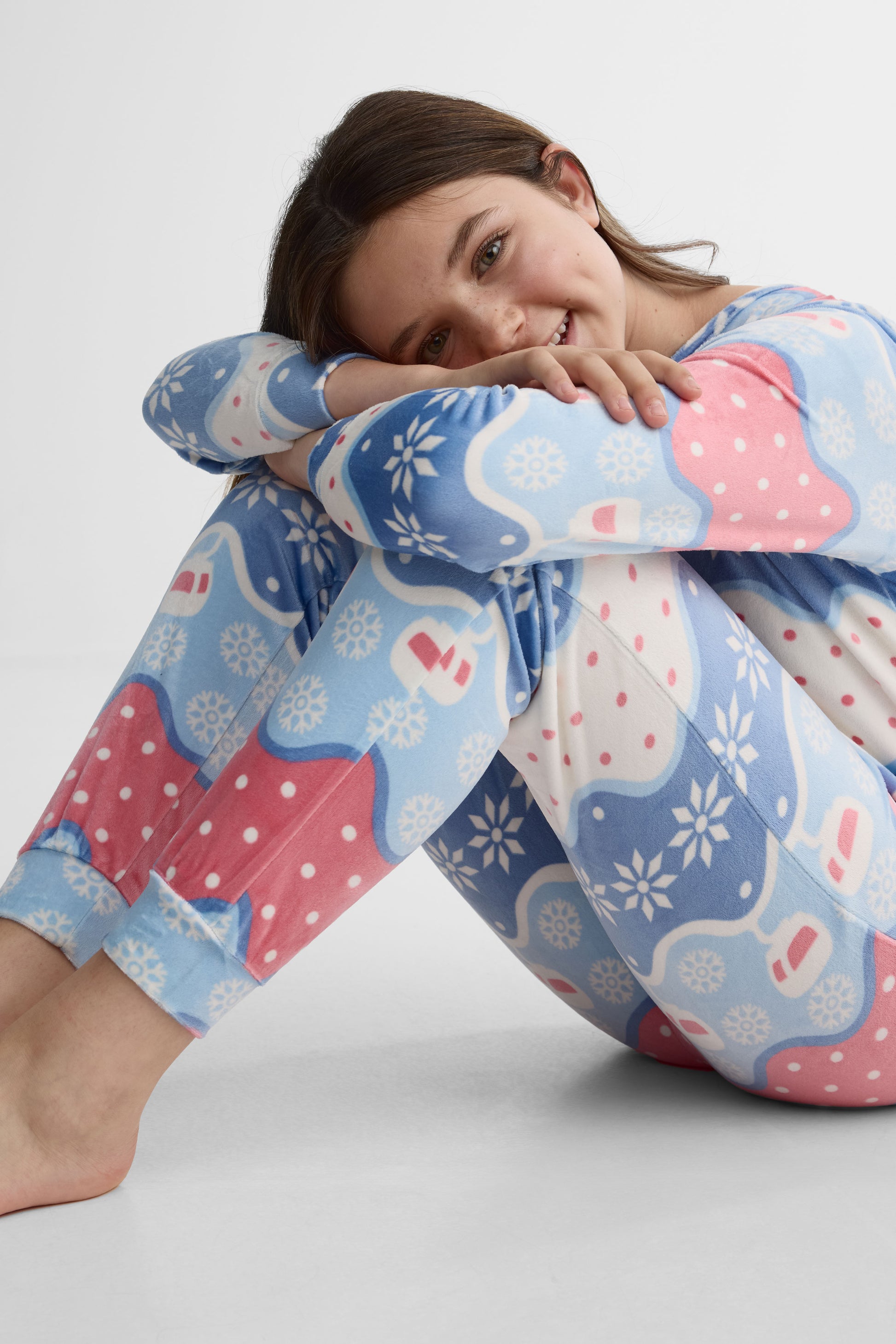 Pyjama 1 pièce velours imprimé – Ado fille && ROSE MULTI