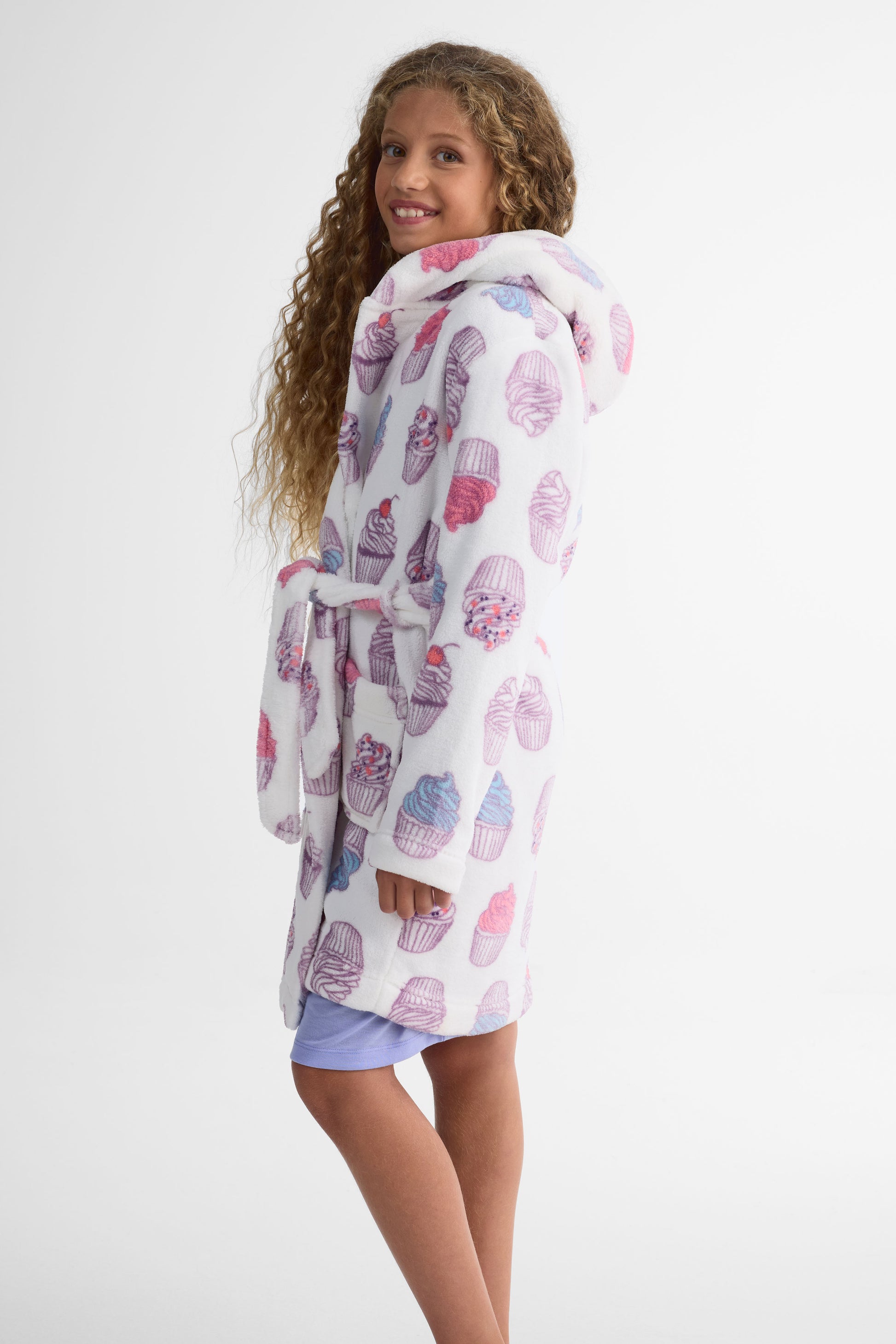 Robe de chambre capuchon - Ado fille && BLANC CASSÉ/MULTI