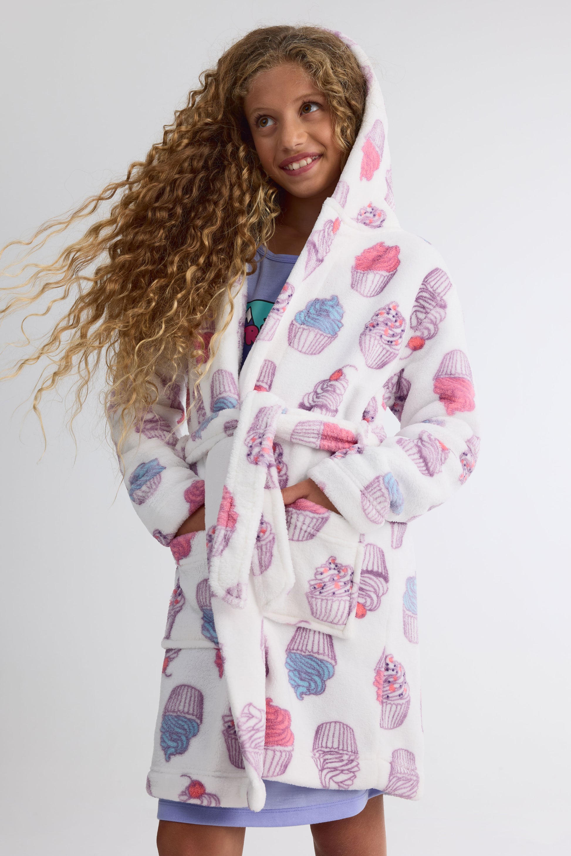 Robe de chambre capuchon - Ado fille && BLANC CASSÉ/MULTI