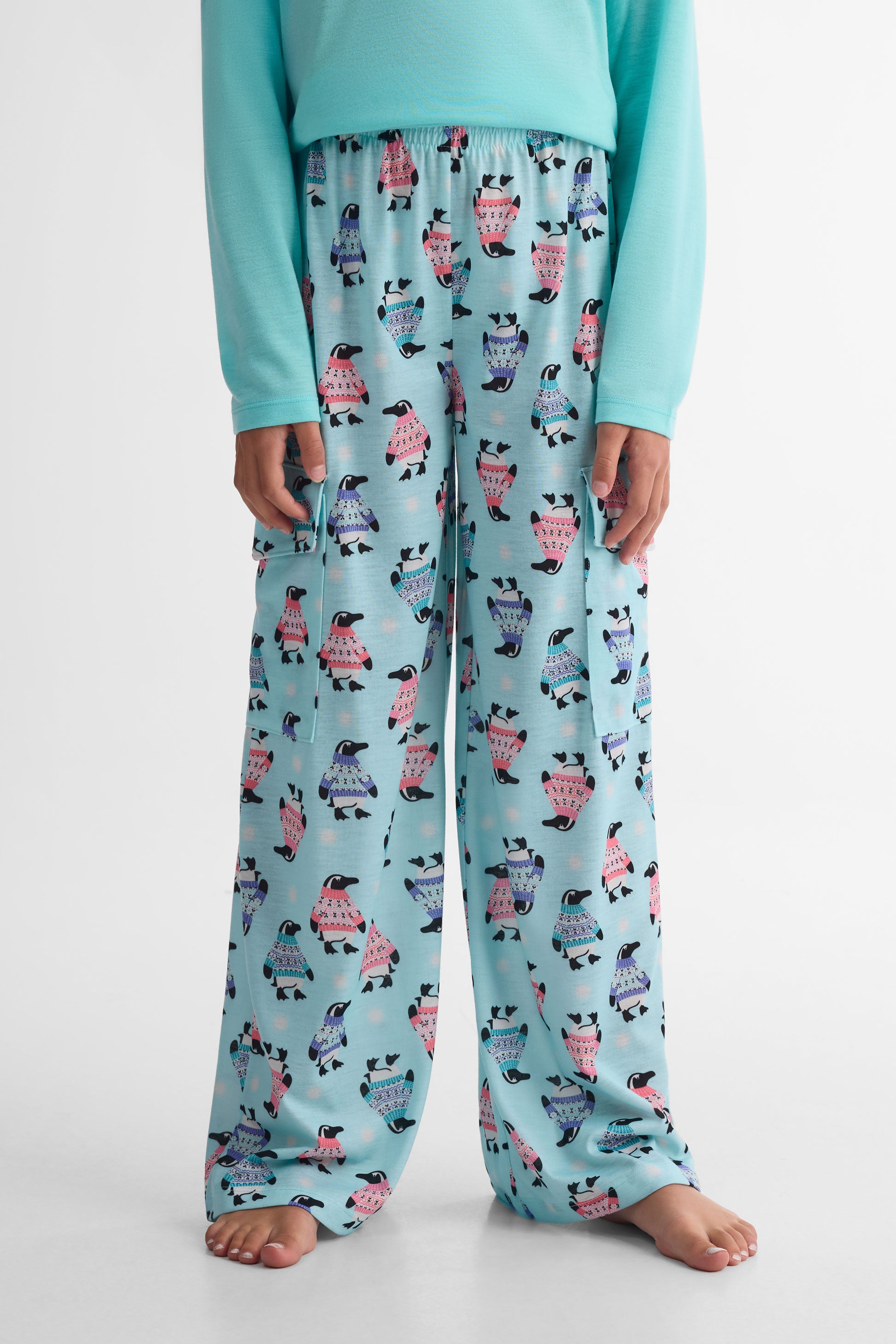 Bas Pyjama imprimé  – Ado fille && AQUA/MULTI