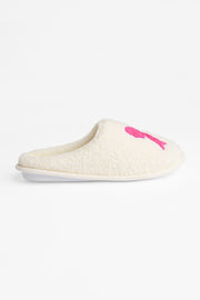 Pantoufles à enfiler en teddy curl - Enfant fille && BLANC CASSÉ