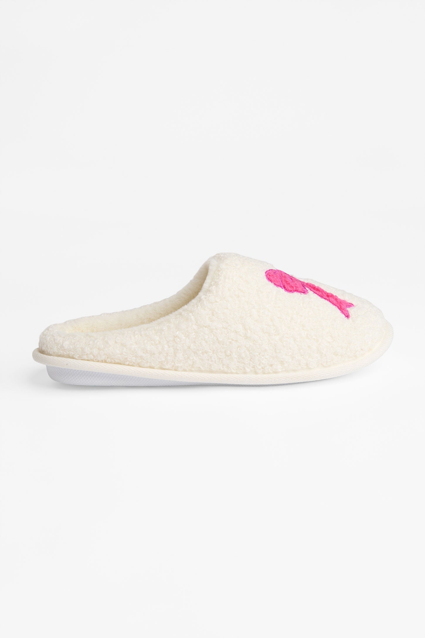 Pantoufles à enfiler en teddy curl - Enfant fille && BLANC CASSÉ