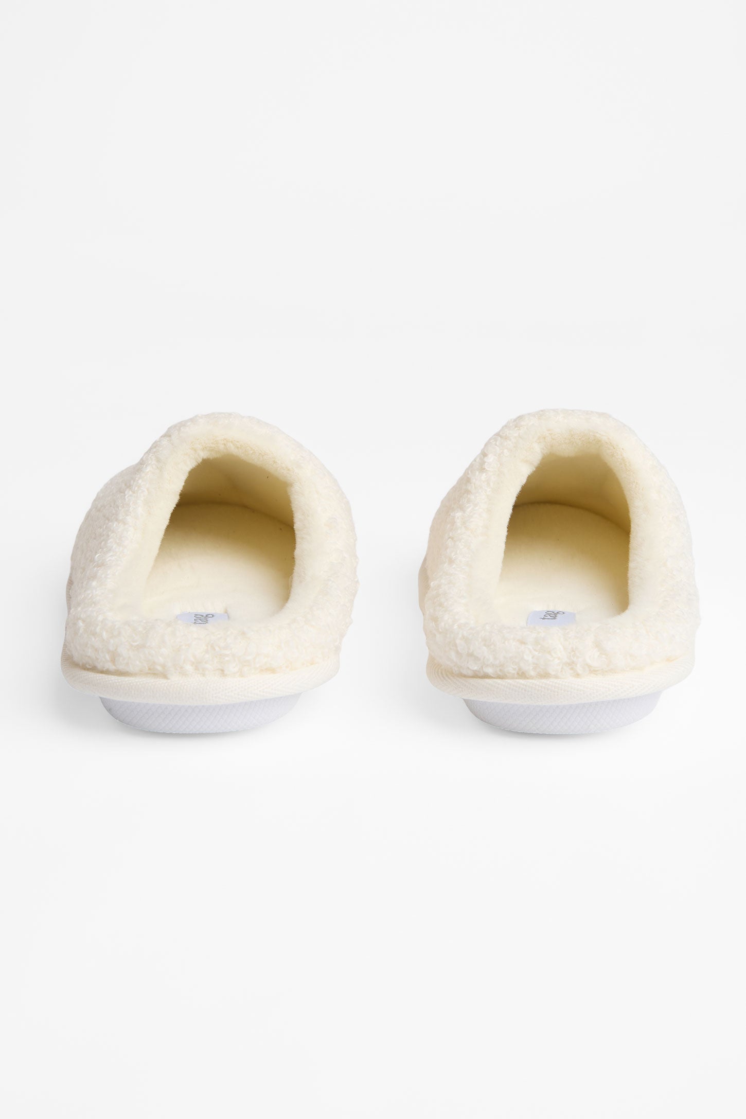 Pantoufles à enfiler en teddy curl - Enfant fille && BLANC CASSÉ