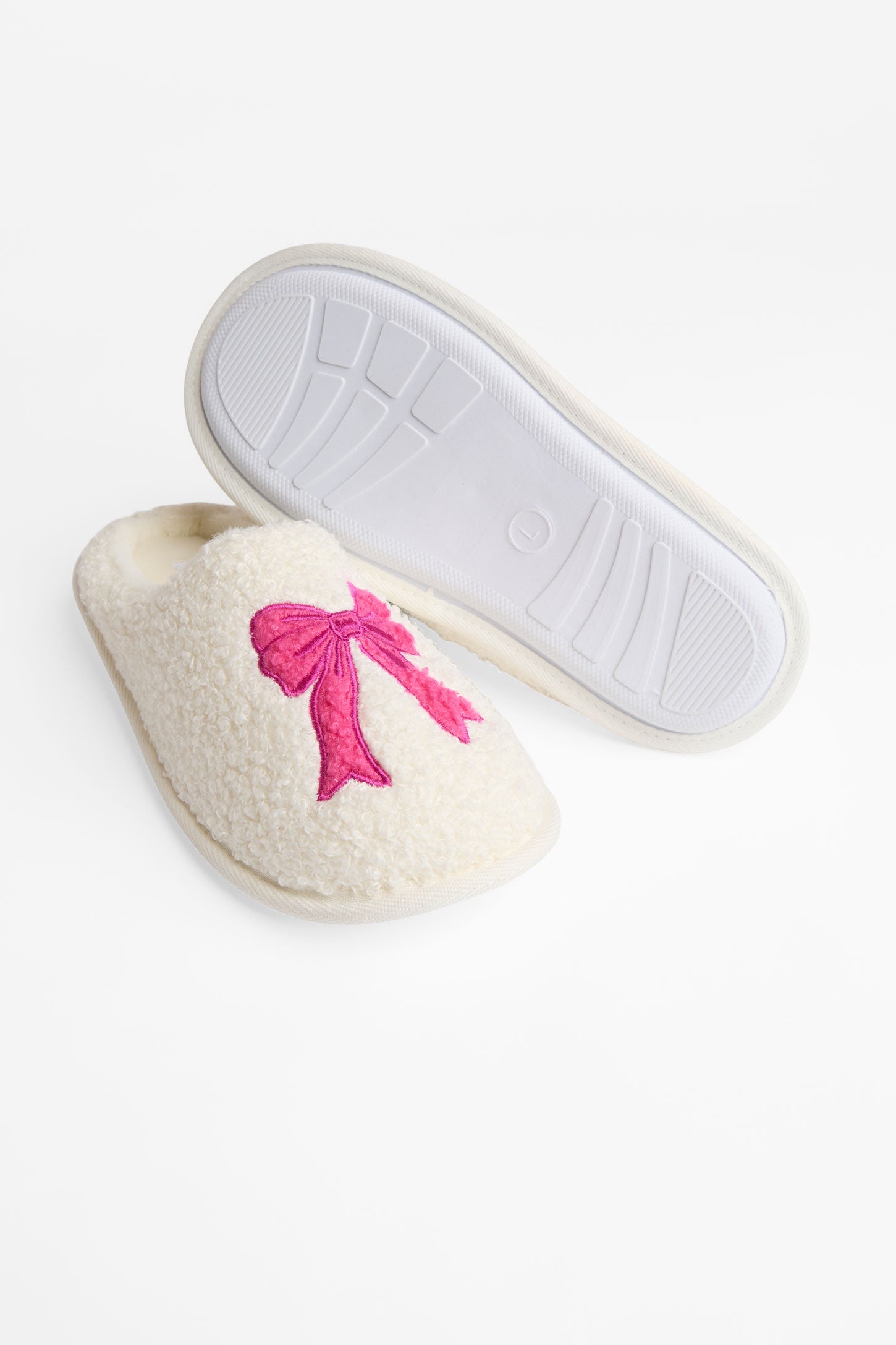 Pantoufles à enfiler en teddy curl - Enfant fille && BLANC CASSÉ