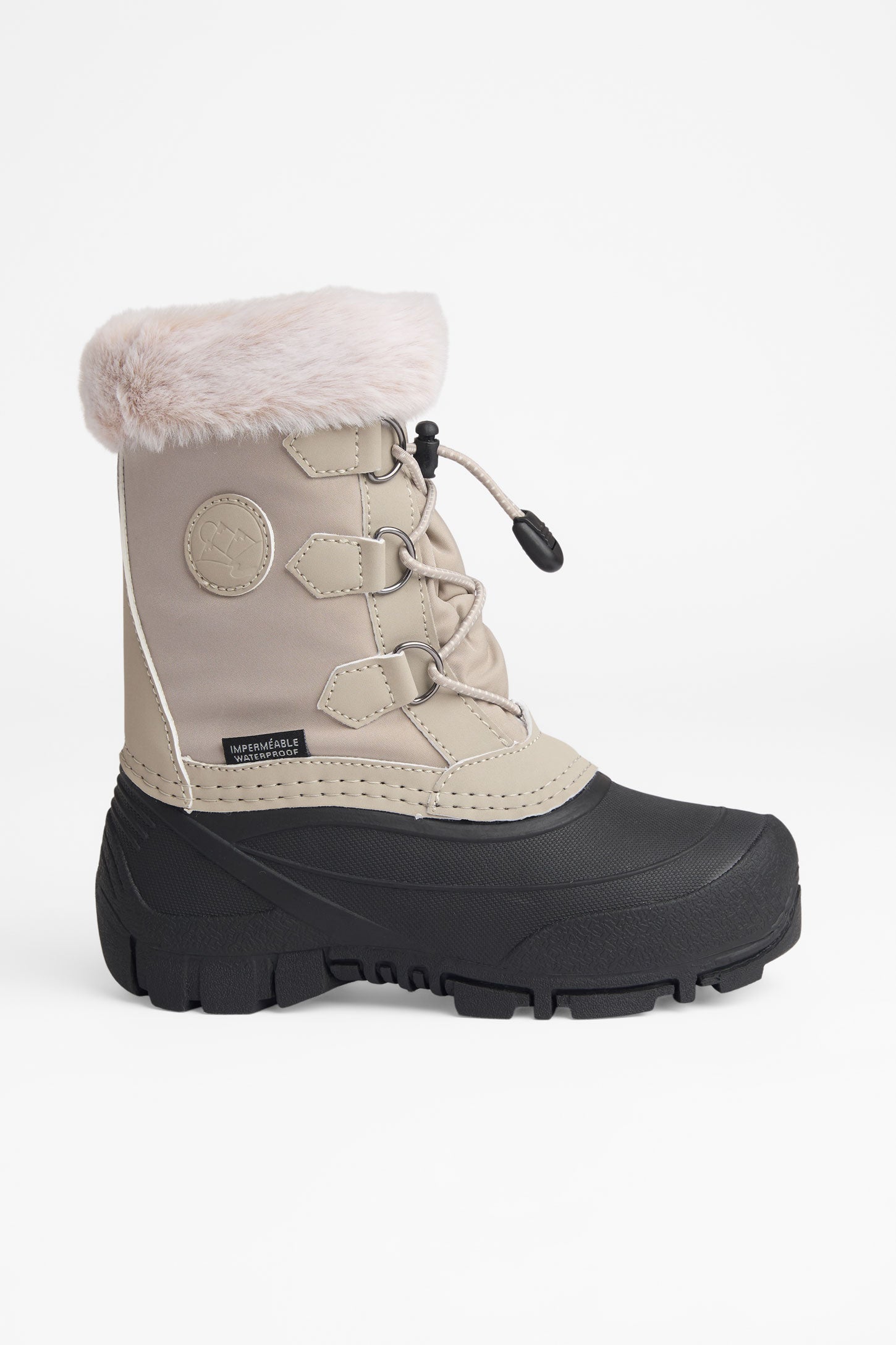 Bottes d'hiver en nubuck avec fausse fourrure - Enfant fille && BEIGE