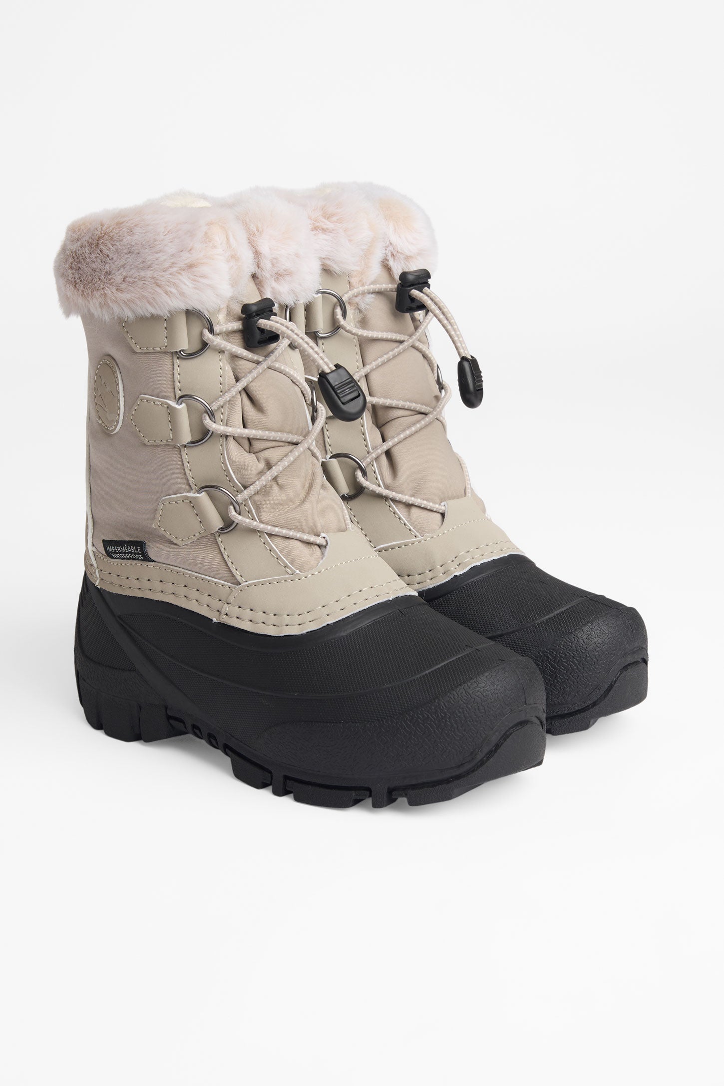 Bottes d'hiver en nubuck avec fausse fourrure - Enfant fille && BEIGE