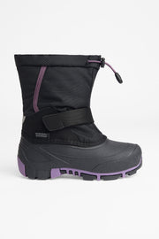 Bottes d'hiver en nubuck et nylon - Enfant fille && NOIR