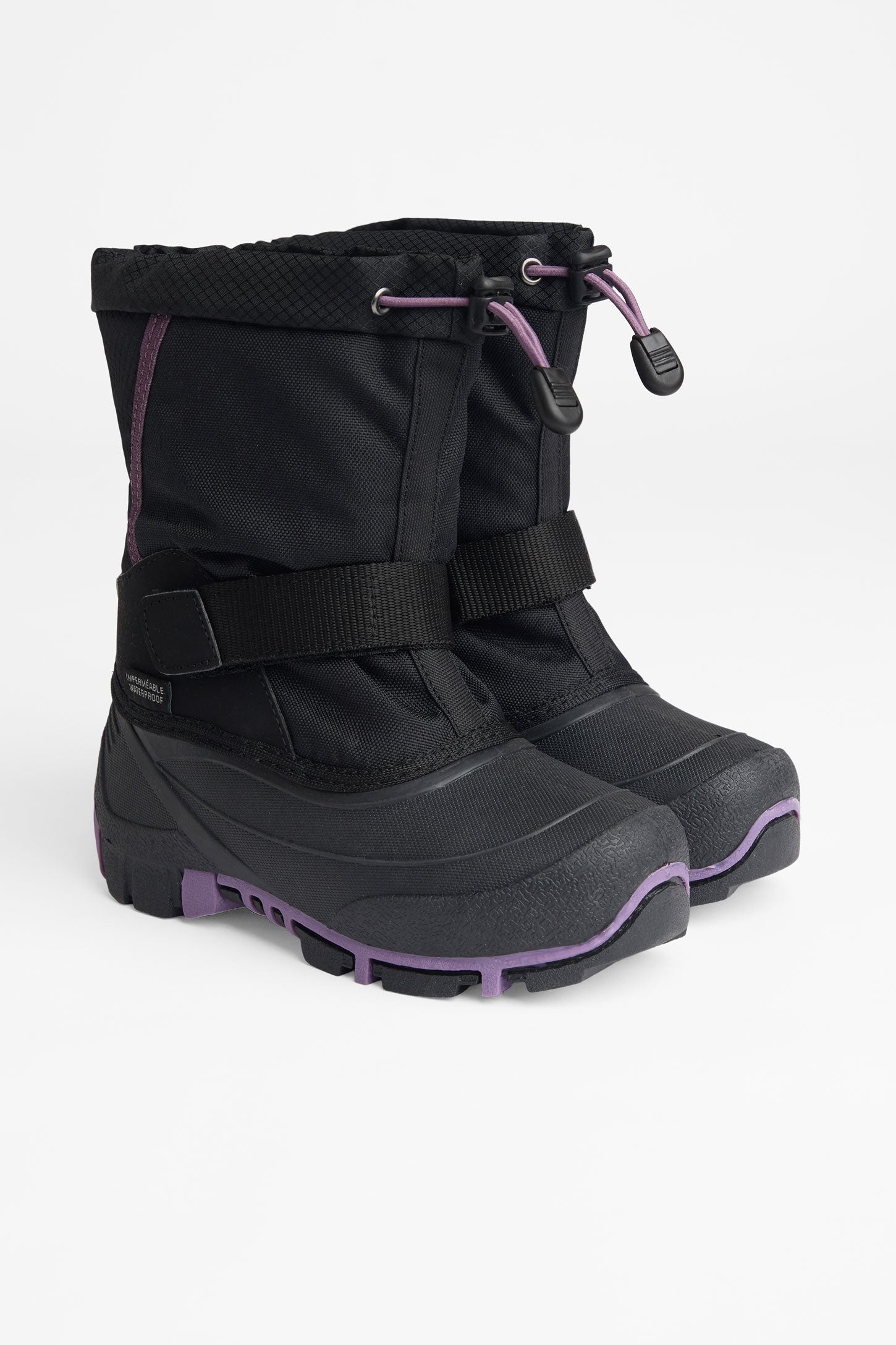 Bottes d'hiver en nubuck et nylon - Enfant fille && NOIR