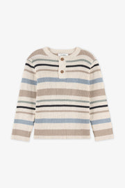 Chandail tricot rayé col Henley - Bébé garçon && BLANC CASSÉ MIX