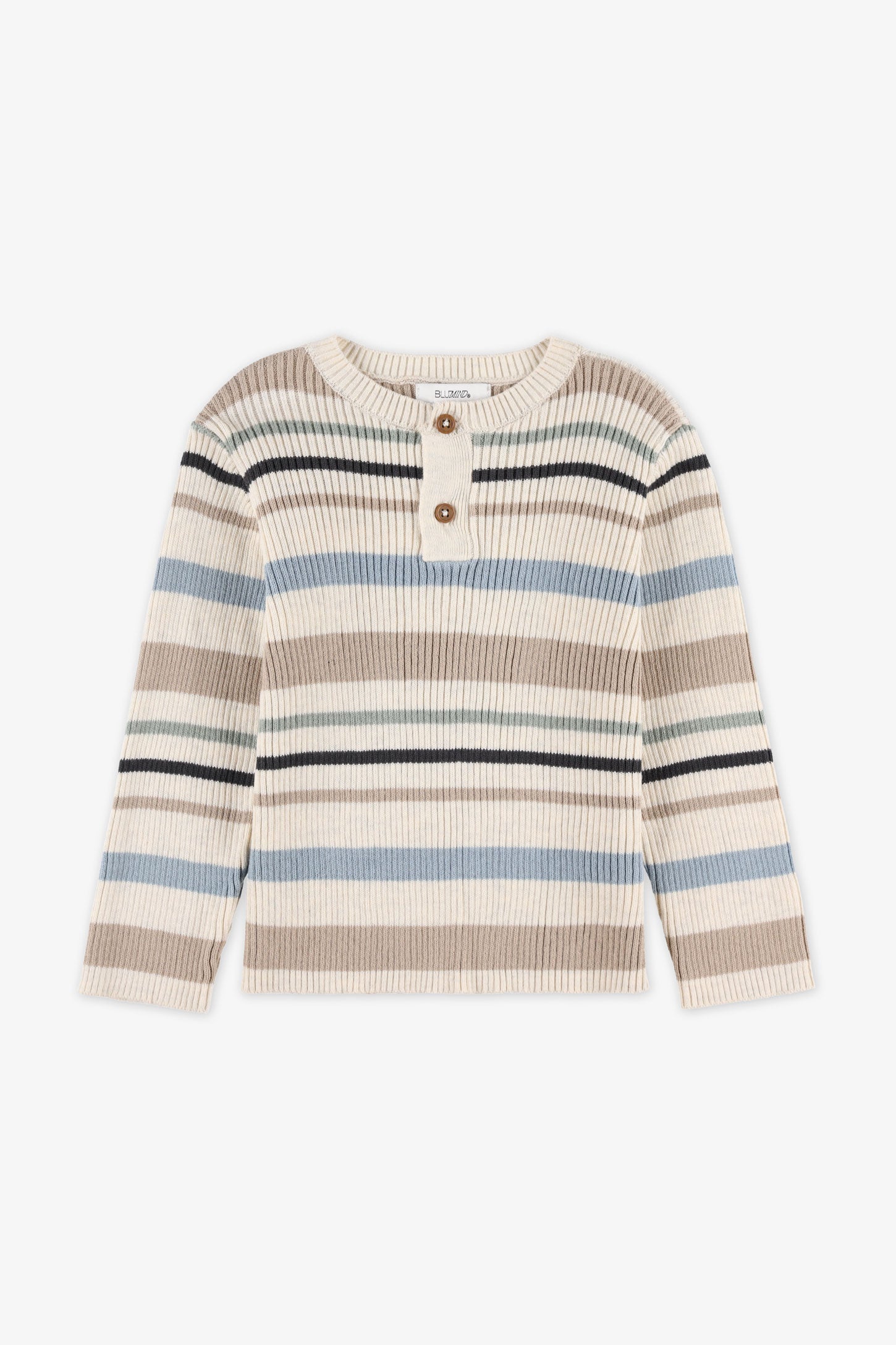 Chandail tricot rayé col Henley - Bébé garçon && BLANC CASSÉ MIX