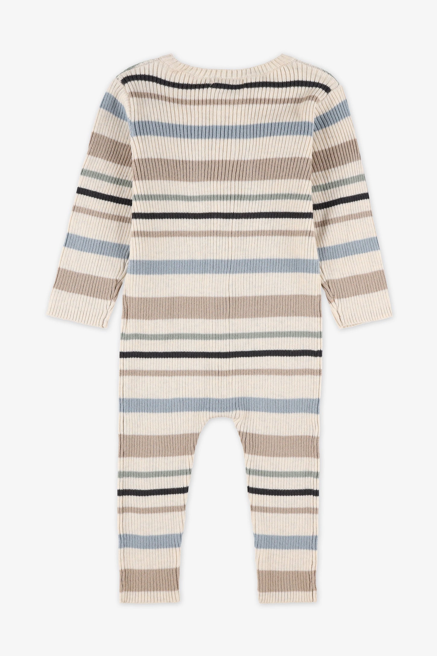 Barboteuse rayée en coton - Bébé garçon && BLANC CASSÉ MIX