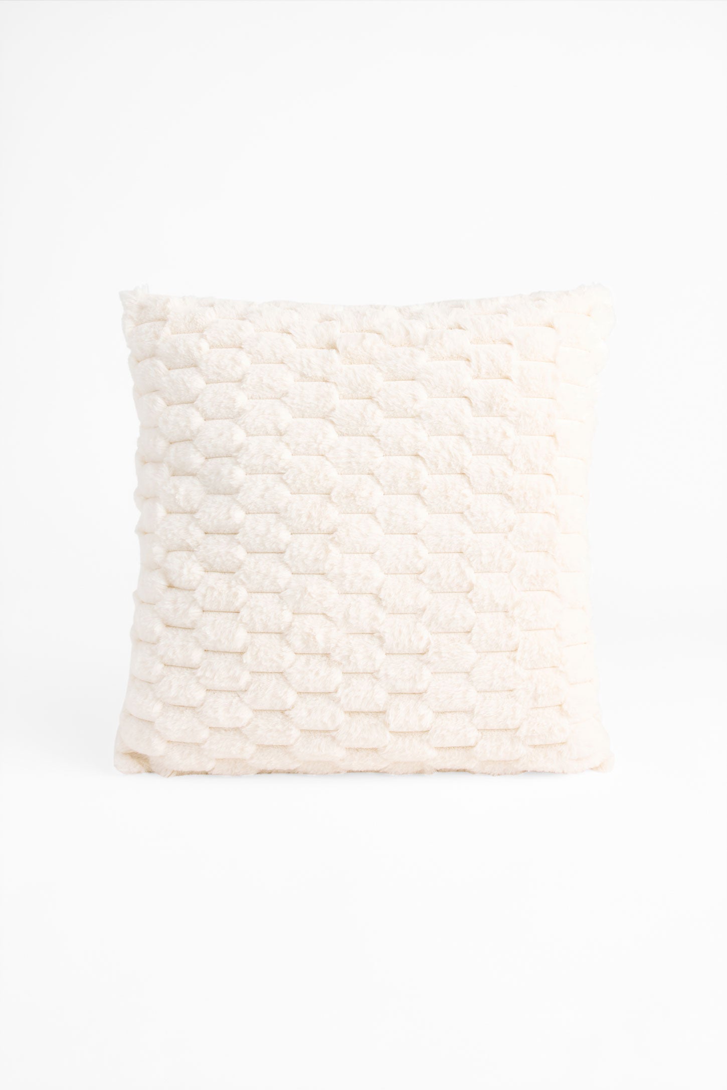 Coussin uni en jacquard 18"x18" && BLANC CASSÉ