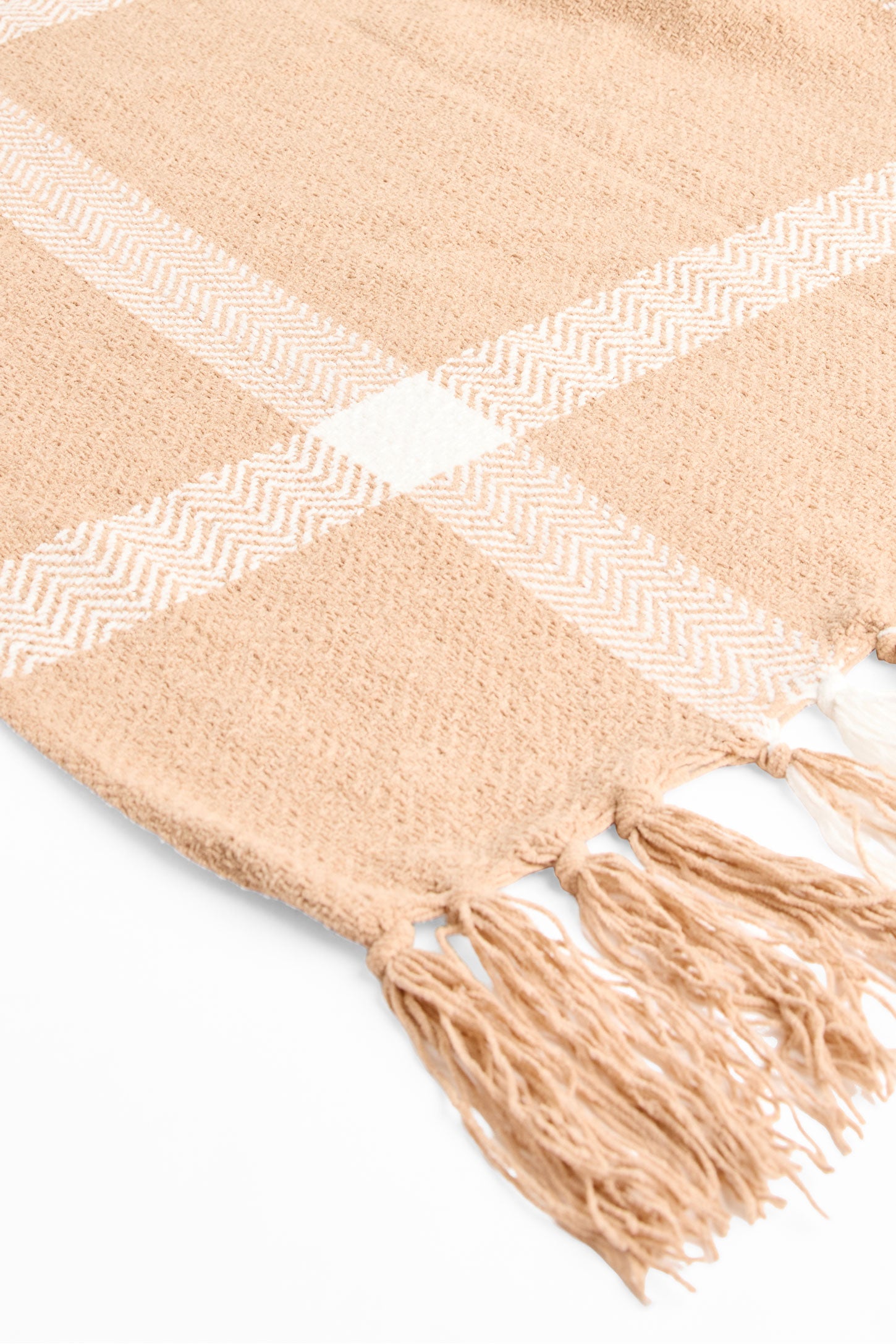 Jeté imprimé carreaux avec frange && BRONZÉ