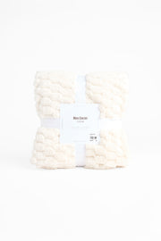 Jeté uni jacquard microplush 50"x60" && BLANC CASSÉ