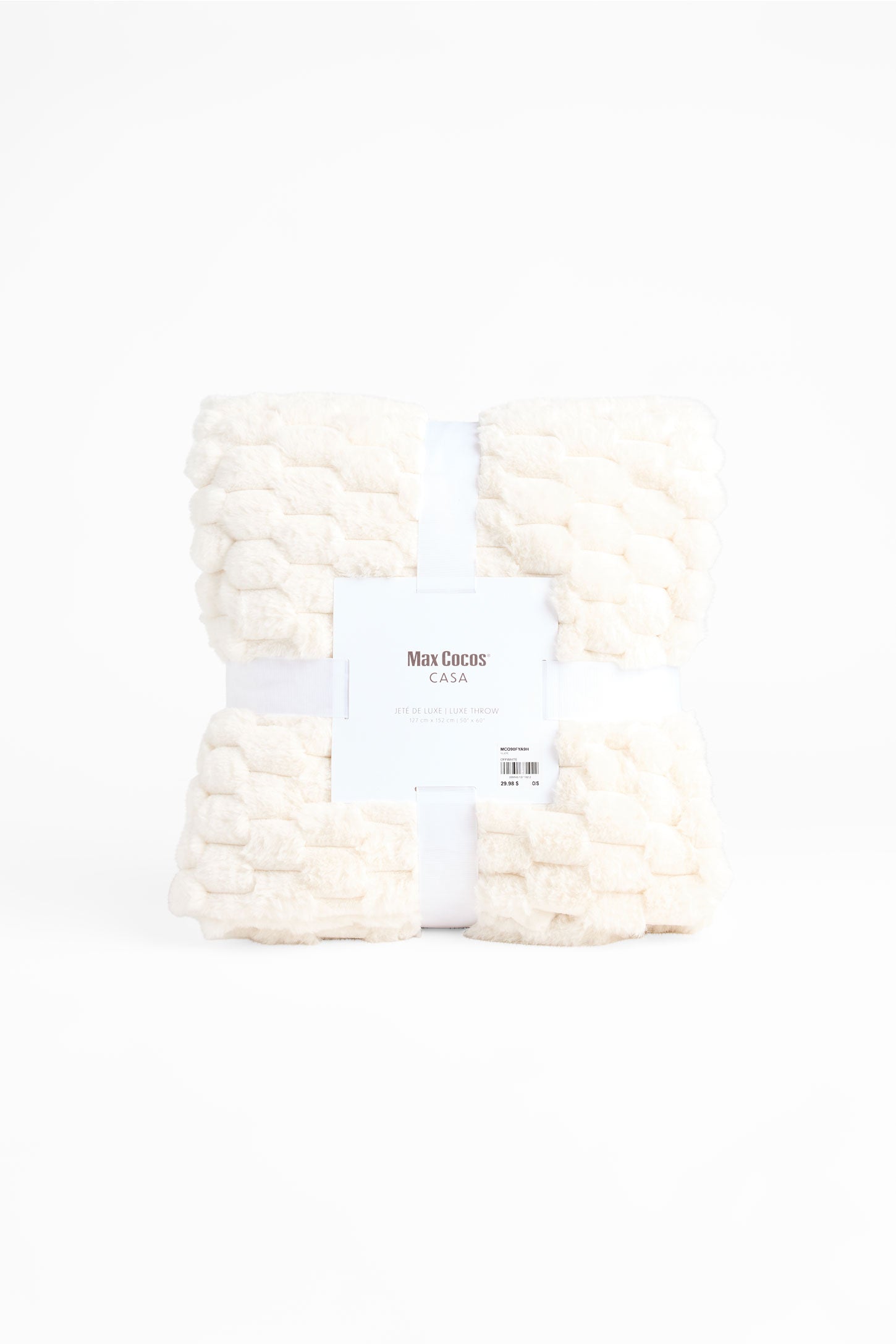 Jeté uni jacquard microplush 50"x60" && BLANC CASSÉ