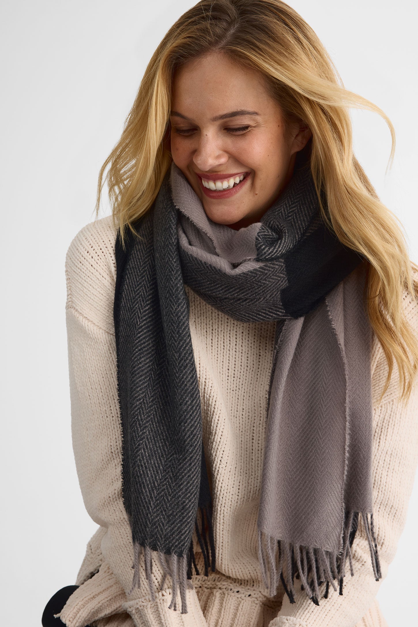 Foulard rayé – Femme && GRIS MULTI