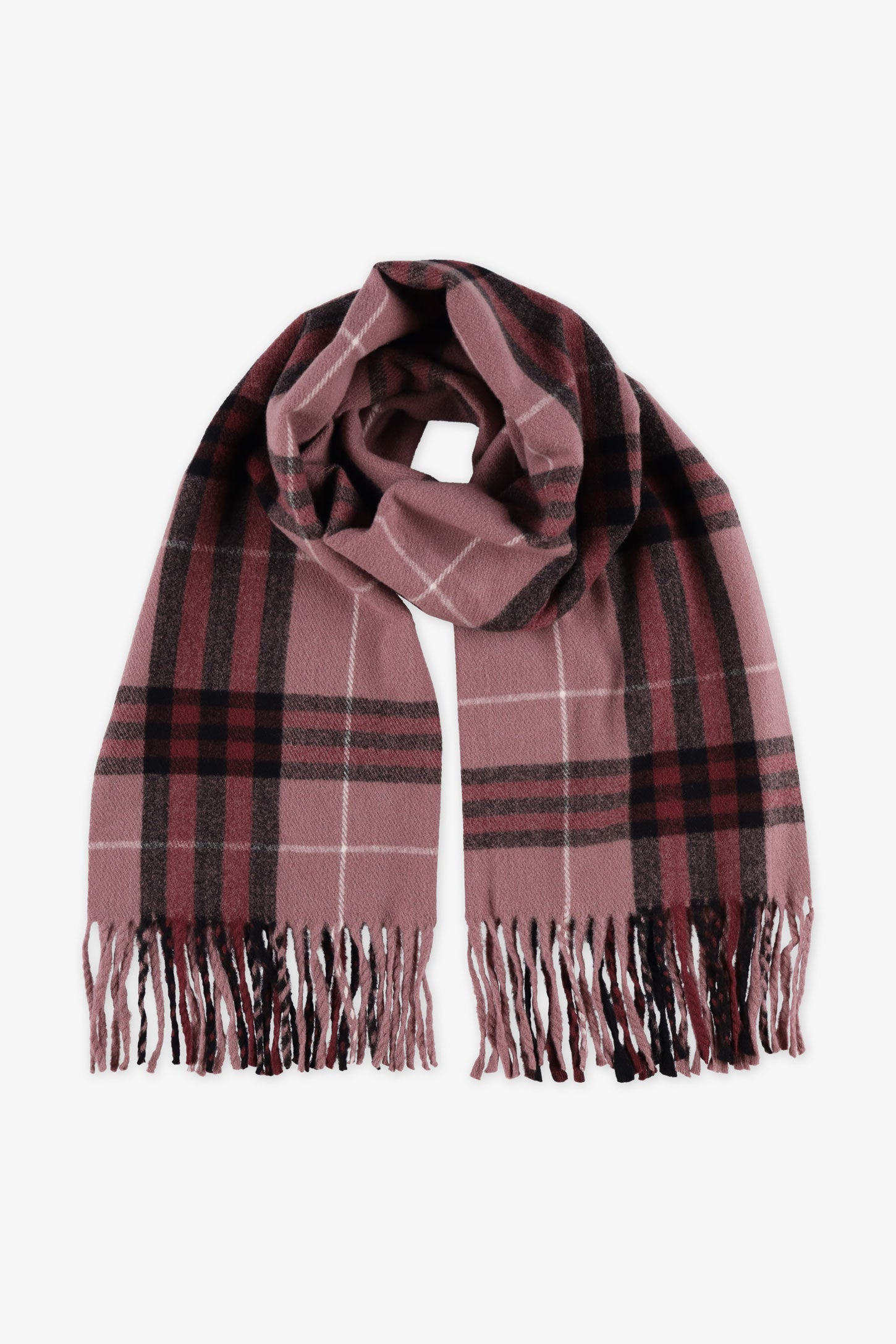 Foulard en tricot à motif carreaux – Femme && RAISIN