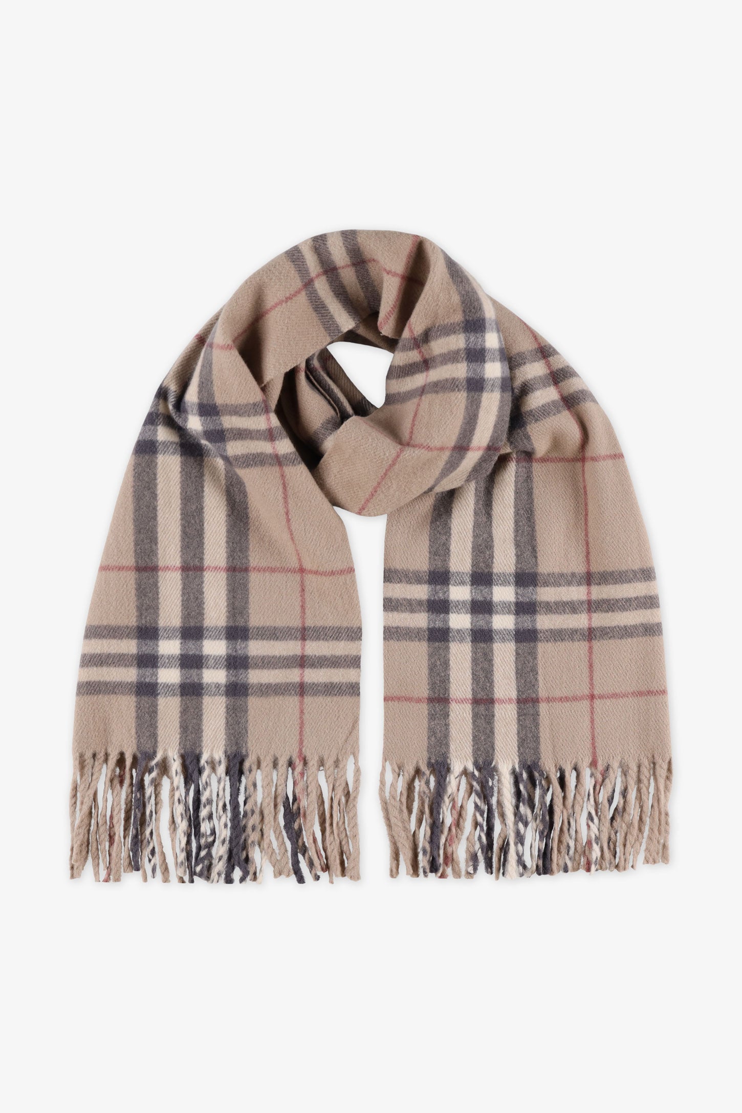 Foulard en tricot à motif carreaux – Femme && TAUPE MULTI