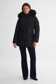 Manteau isolé avec capuchon - Femme && NOIR