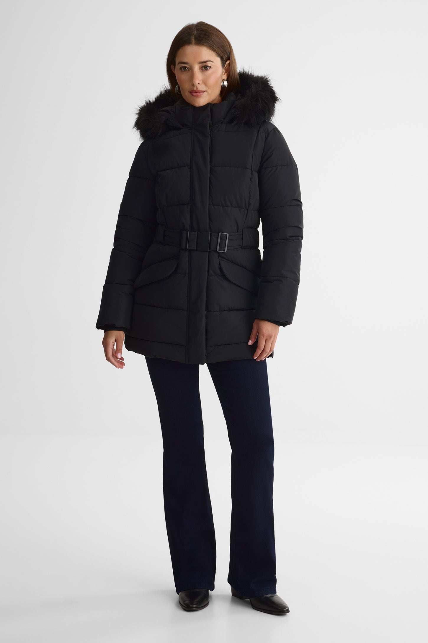 Manteau isolé avec capuchon - Femme && NOIR