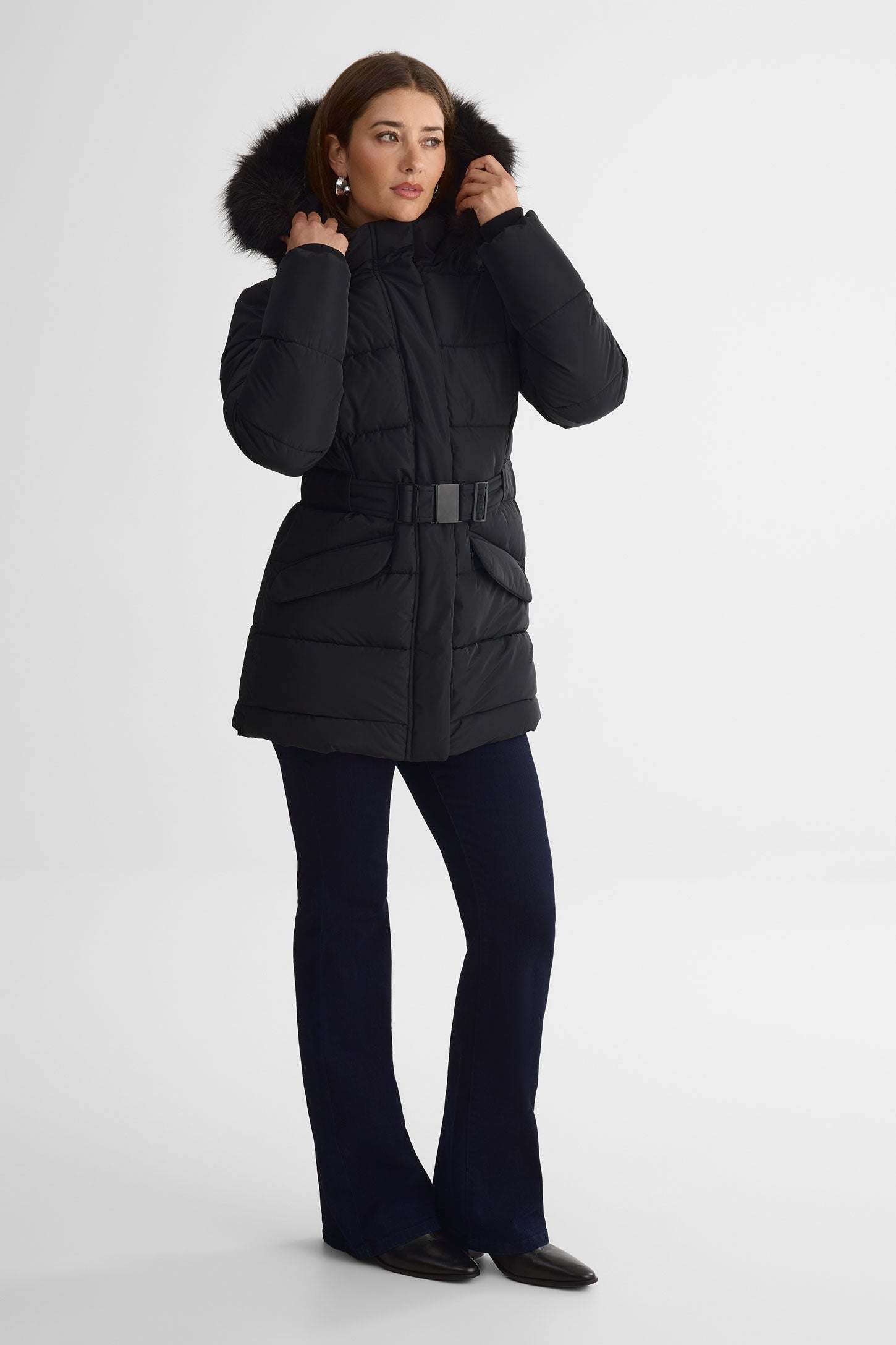 Manteau isolé avec capuchon - Femme && NOIR