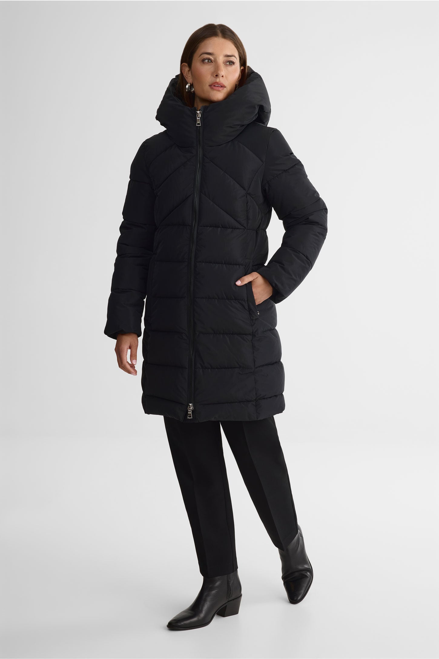 Manteau isolé long résistant à l'eau - Femme && NOIR