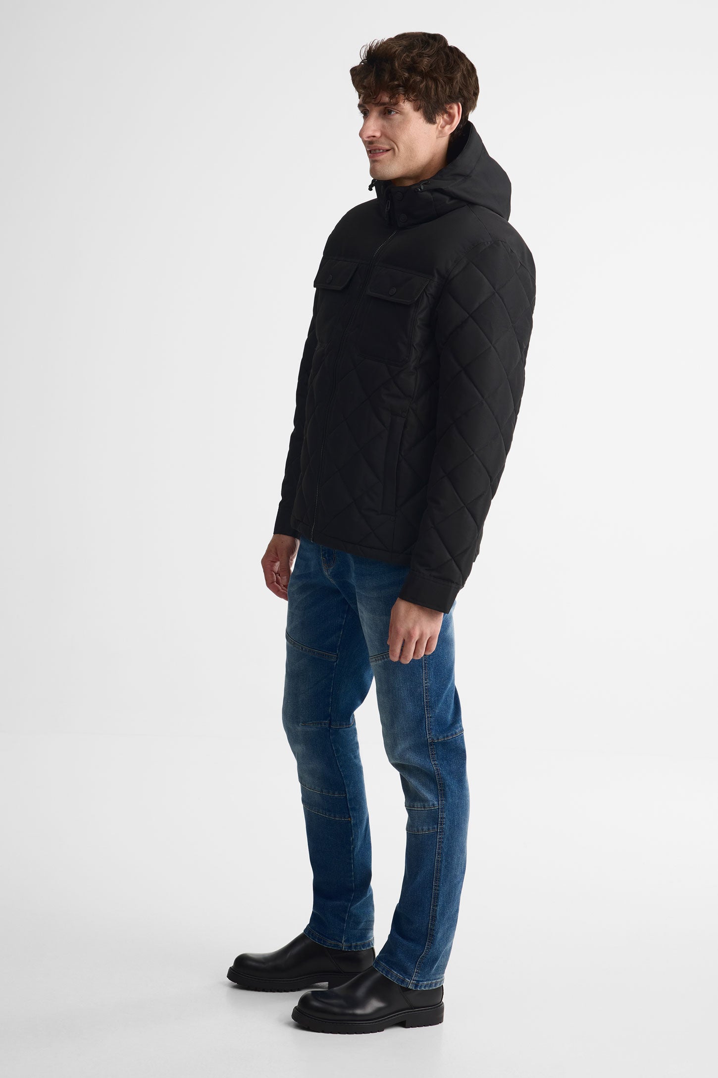 Manteau isolé soft fake down - Homme && NOIR