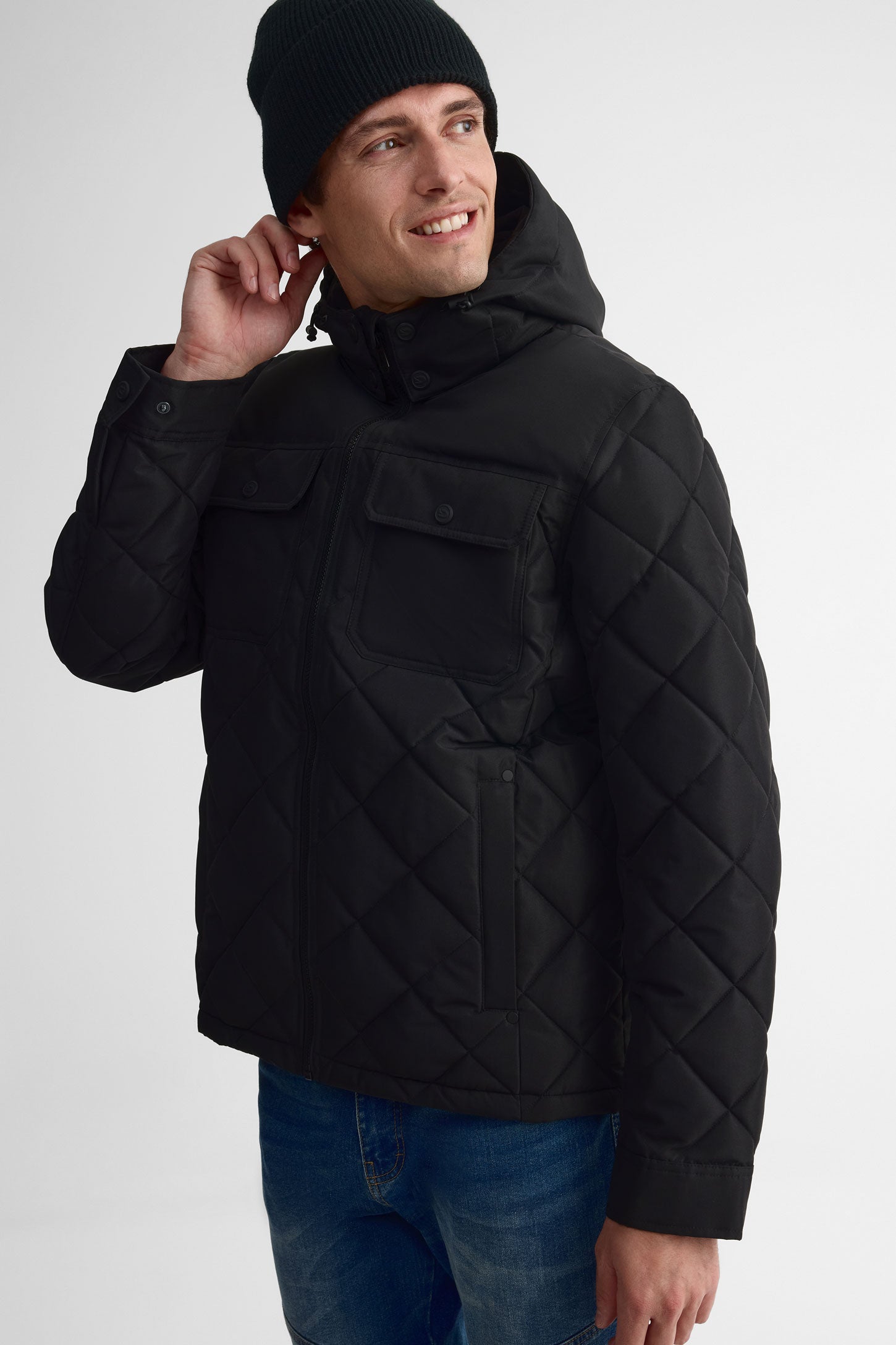 Manteau isolé soft fake down - Homme && NOIR