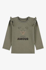 Chandail léger manches longues frills - Bébé fille && KAKI