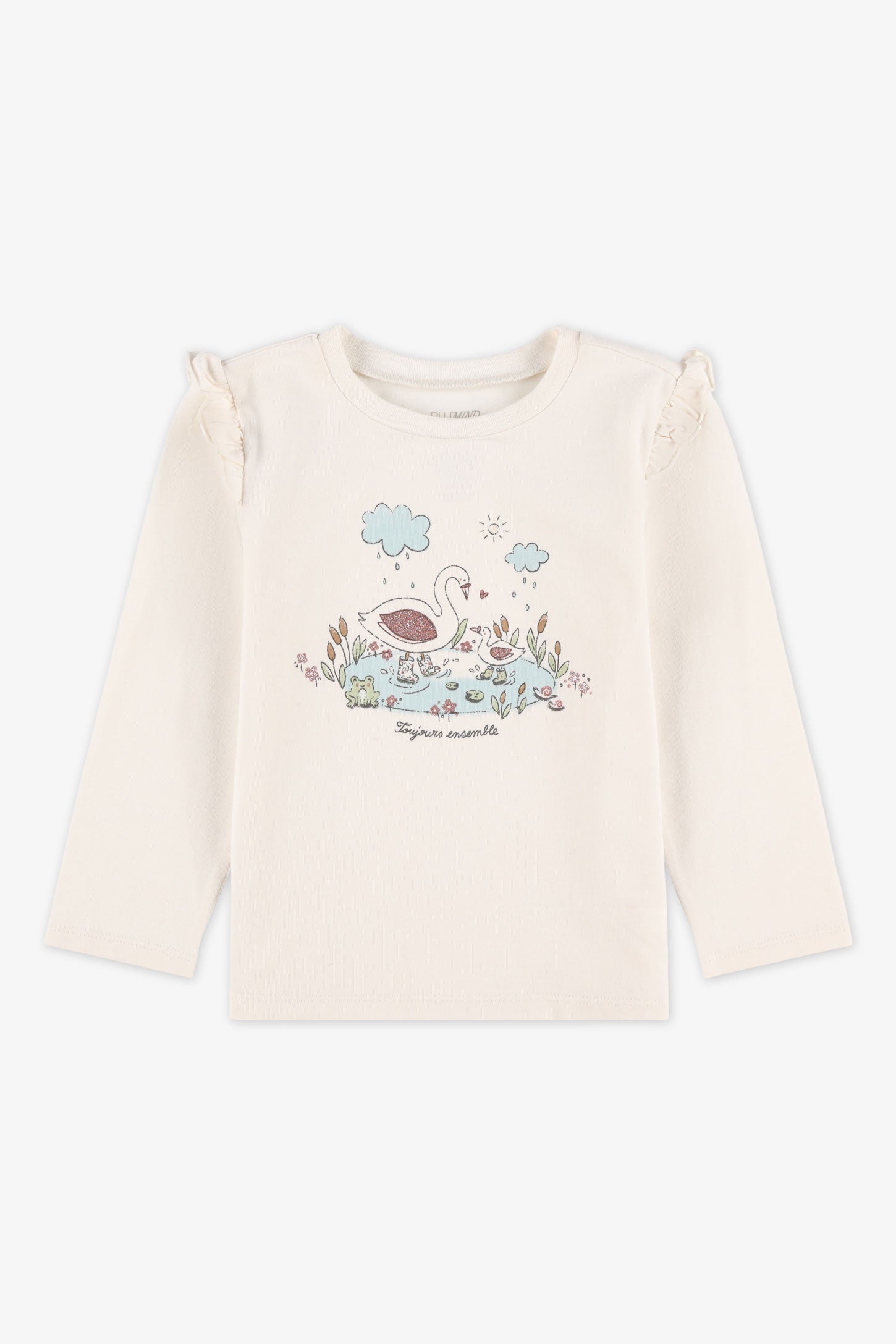 Chandail léger manches longues frills - Bébé fille && BLANC CASSÉ