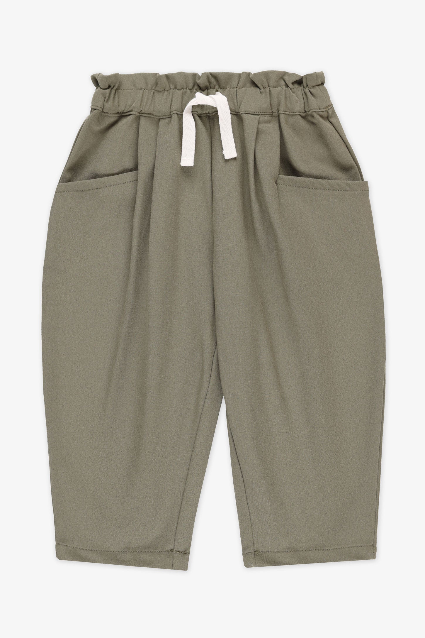 Pantalon paper bag extensible - Bébé fille && KAKI