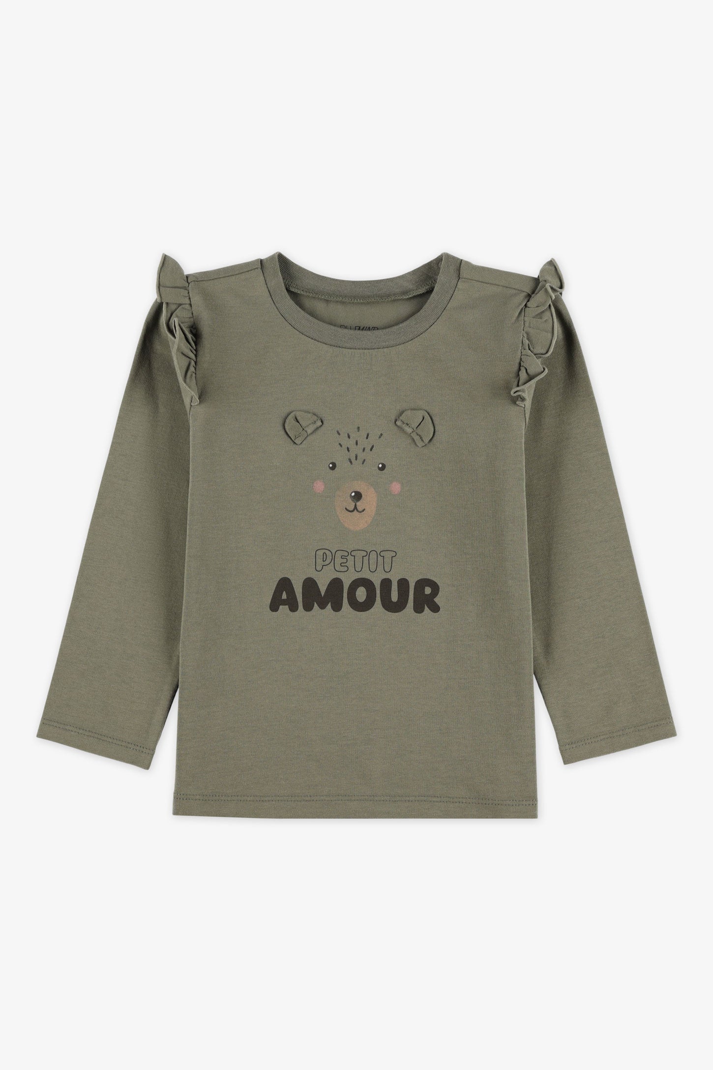 Chandail léger manches longues frills - Bébé fille && KAKI