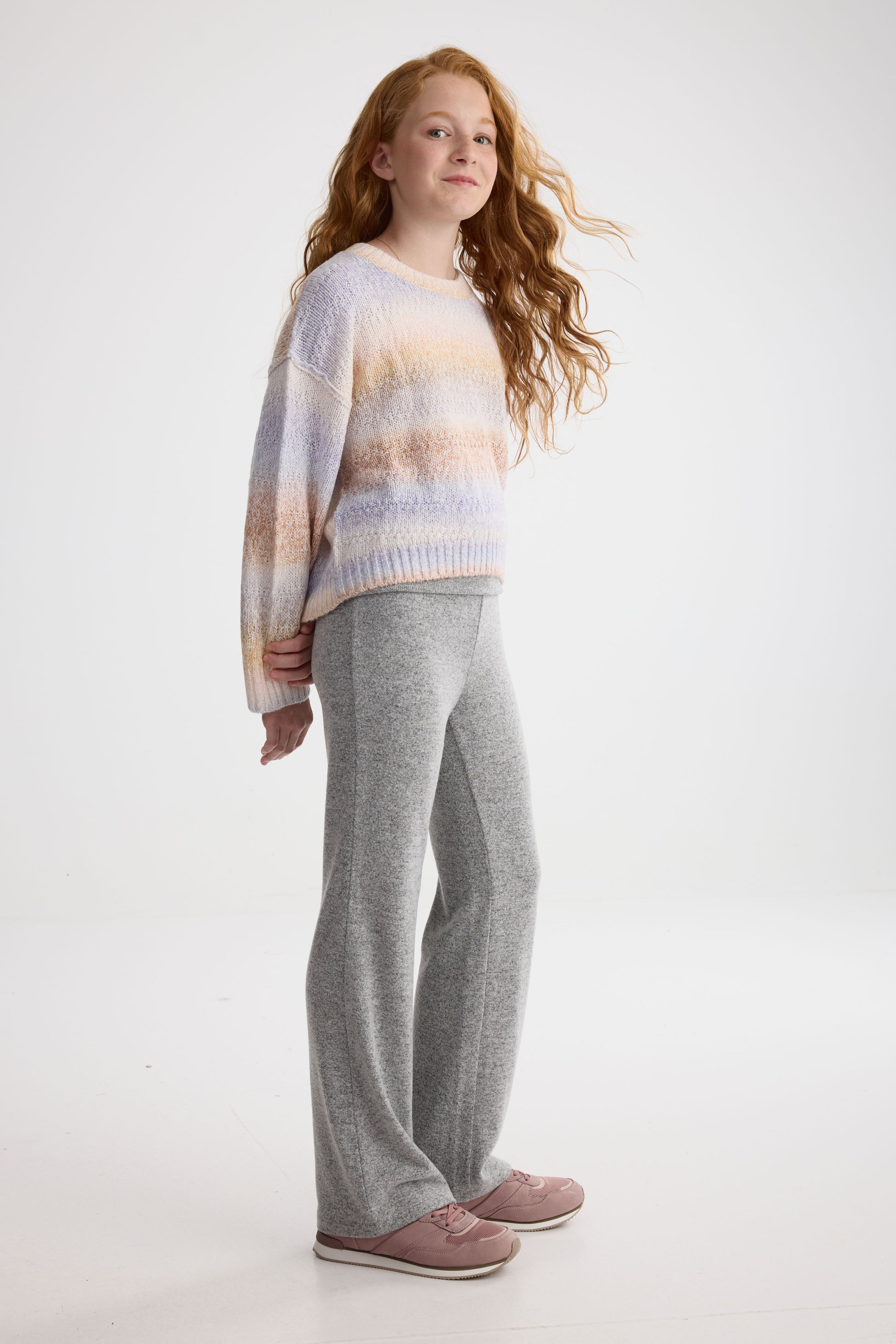 Chandail en tricot à manches longues - Ado fille && ROSE MULTI