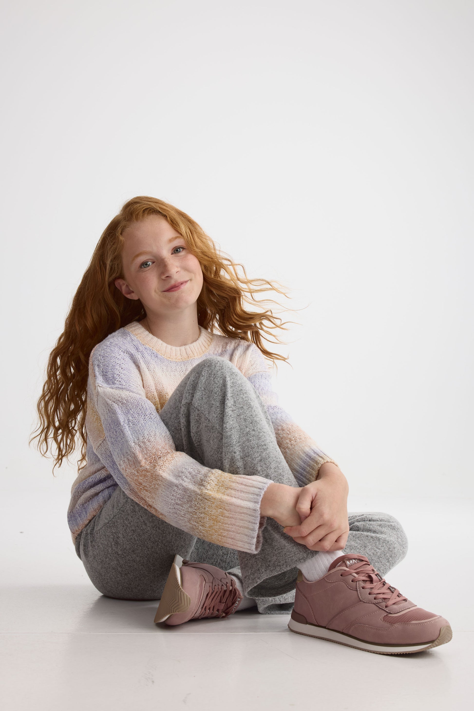 Chandail en tricot à manches longues - Ado fille && ROSE MULTI